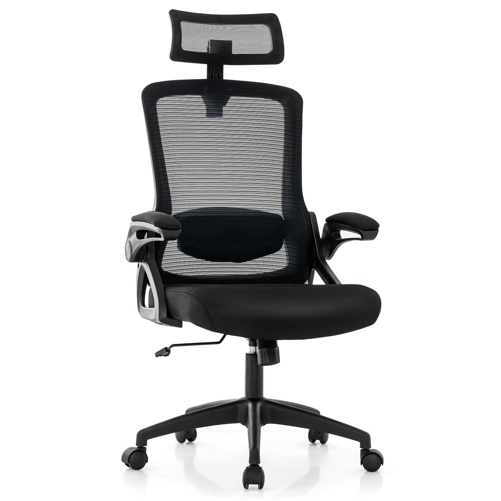 Costway HCST02082 Black Contemporary Ergonomic Adjustable Height Swivel Polypropylene Desk Chair