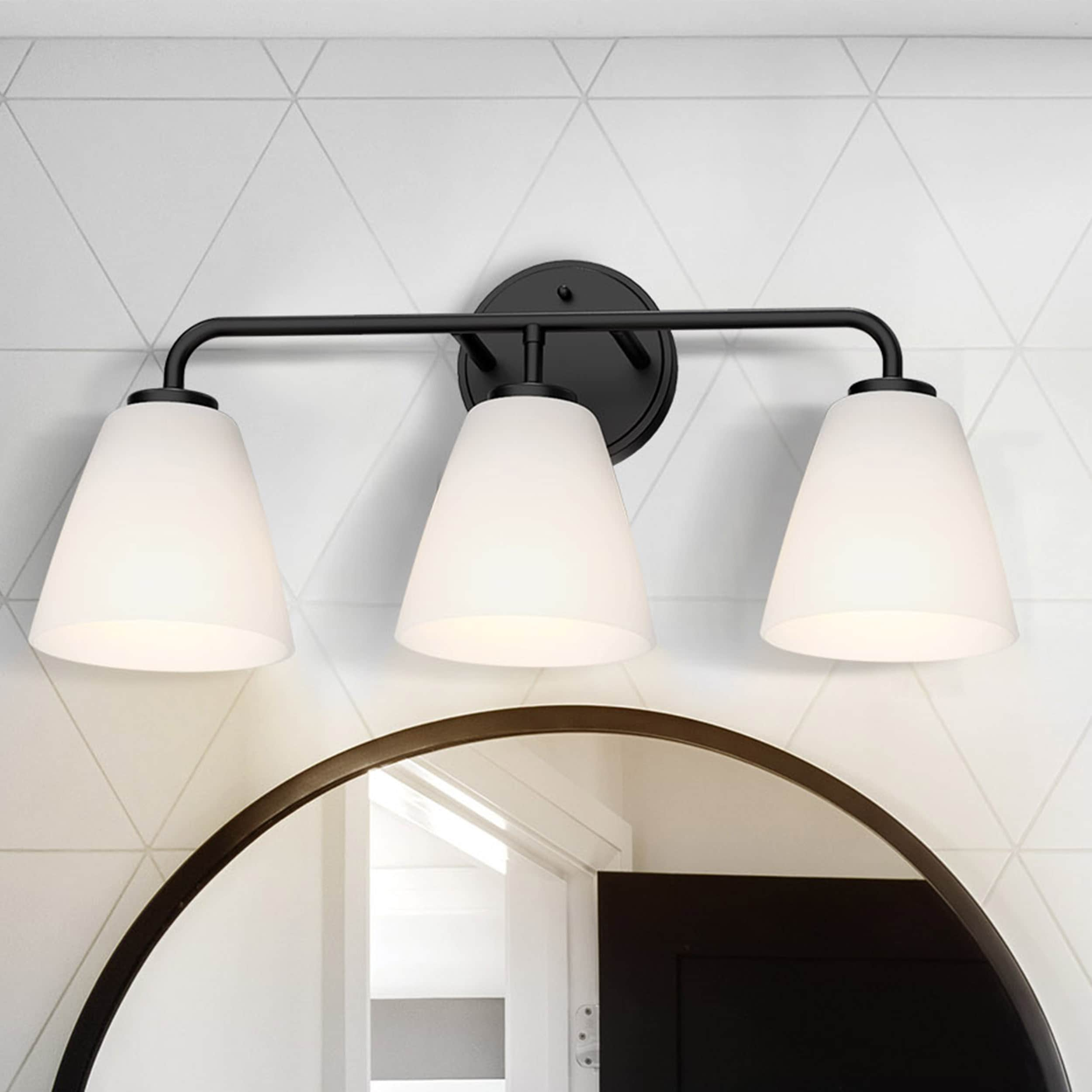 ZEVNI Gerda 4.7-in W 1-Light Matte Black and Brass Bathroom Light