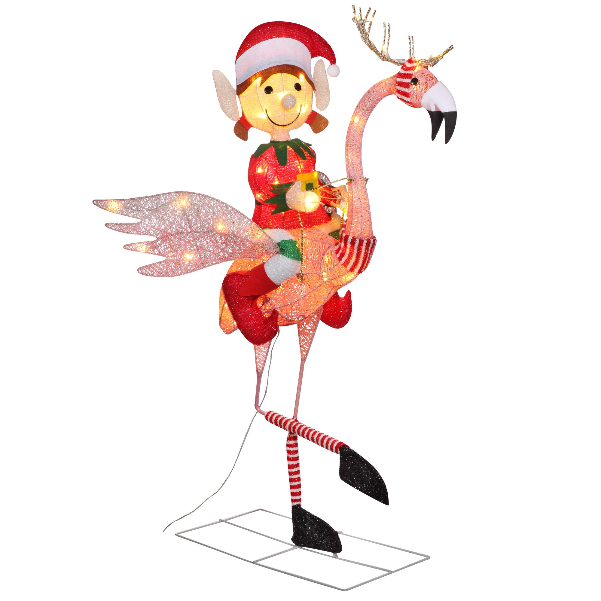 Haute Decor DCYD0009 42-Inches Freestanding Flamingo Yard decoration with White LED Lights
