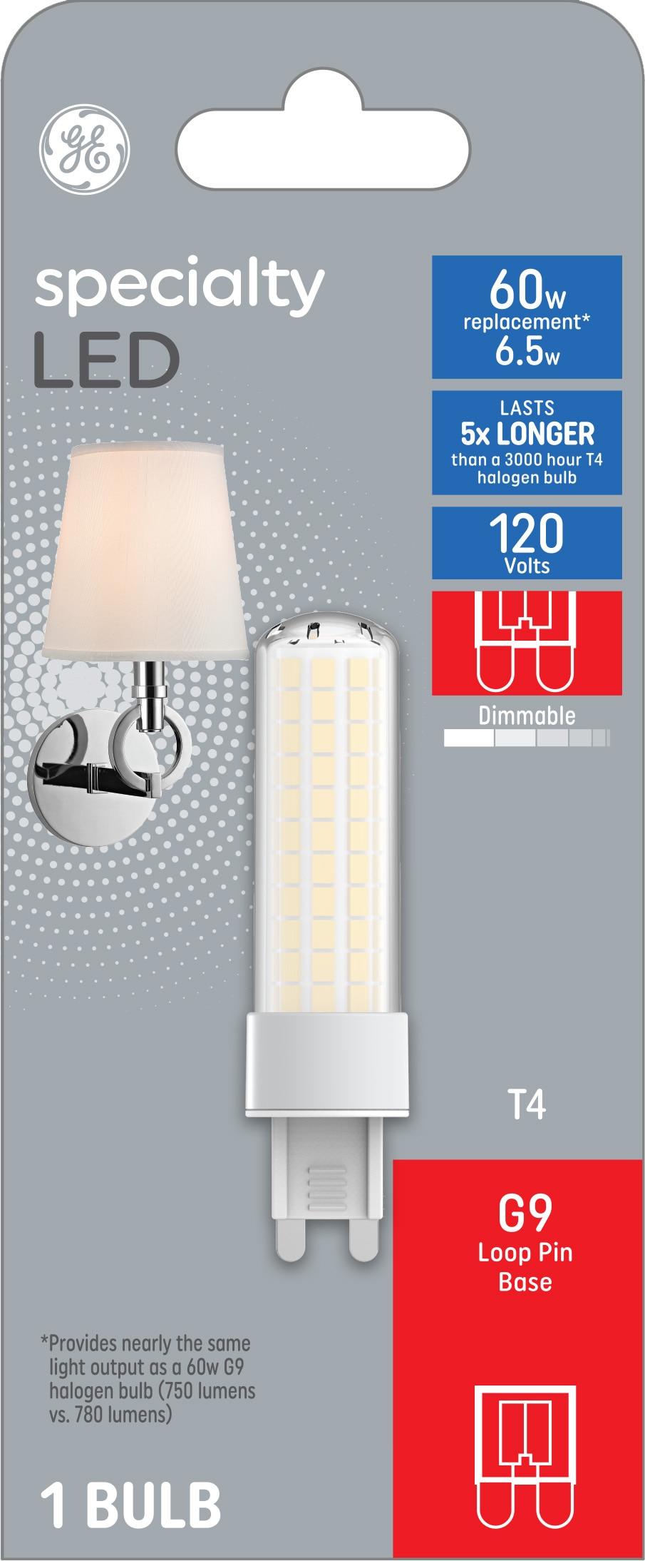 GE Specialty LED 60-Watt EQ T4 Warm White G9 Pin Base Dimmable LED Light  Bulb in the Specialty Light Bulbs department at