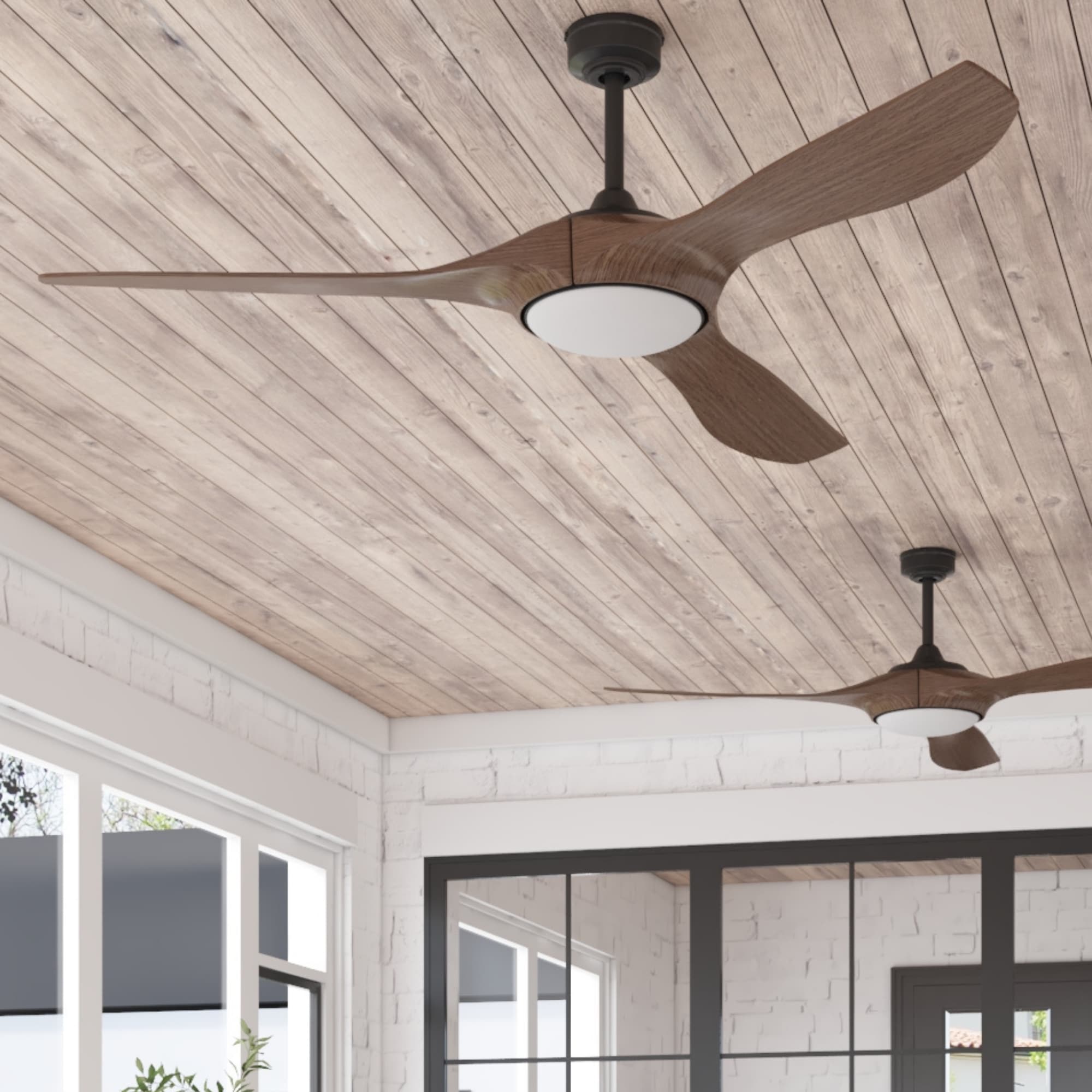 Harbor Breeze 43363 Selwyn 60-in Color-Changing Outdoor Black with Chocolate Auburn Blades Ceiling Fan With Light and Remote ( 3 -Blade )