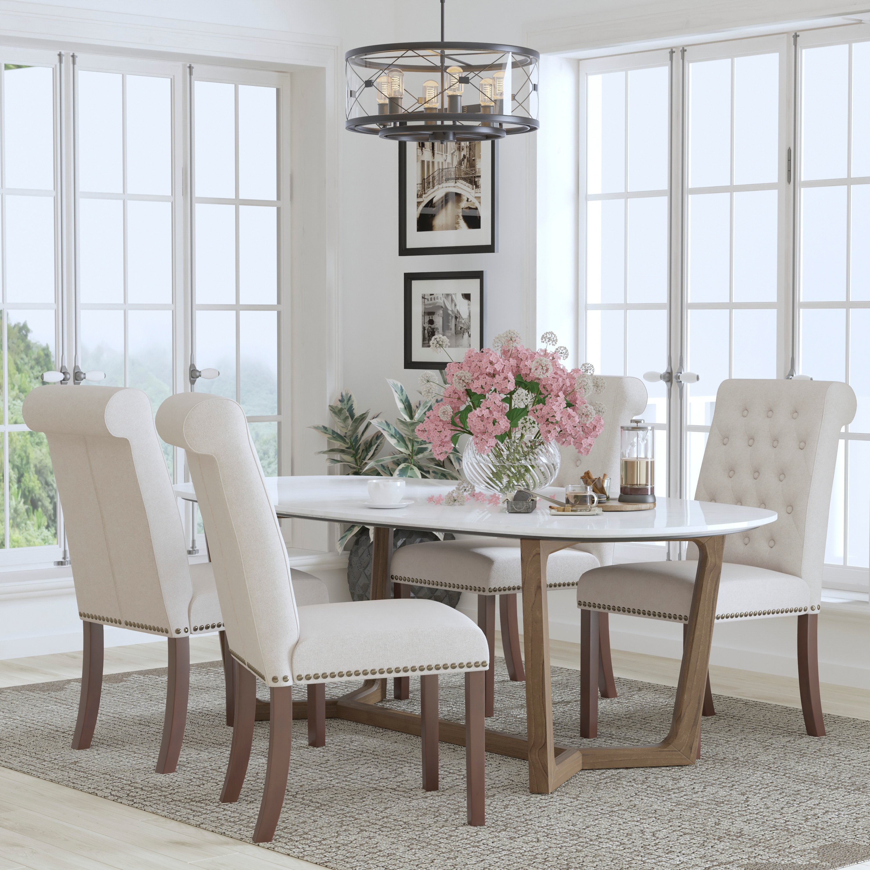 Flash Furniture 840196351940 Contemporary/Modern Polyester/Polyester Blend Upholstered Dining Side Chair (Wood Frame)