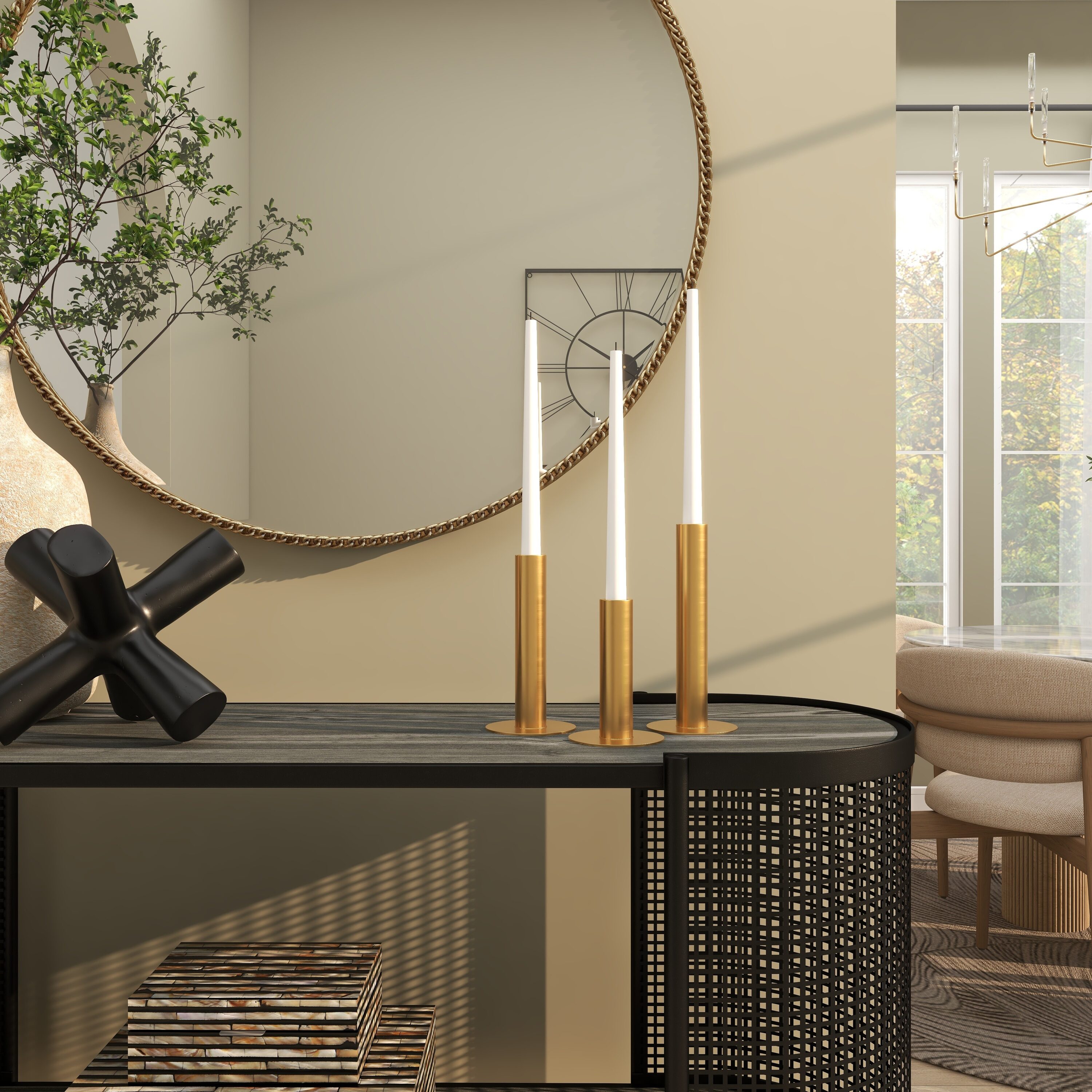 Grayson Lane 820409 3 Candle Stainless steel Pillar Candle Holder