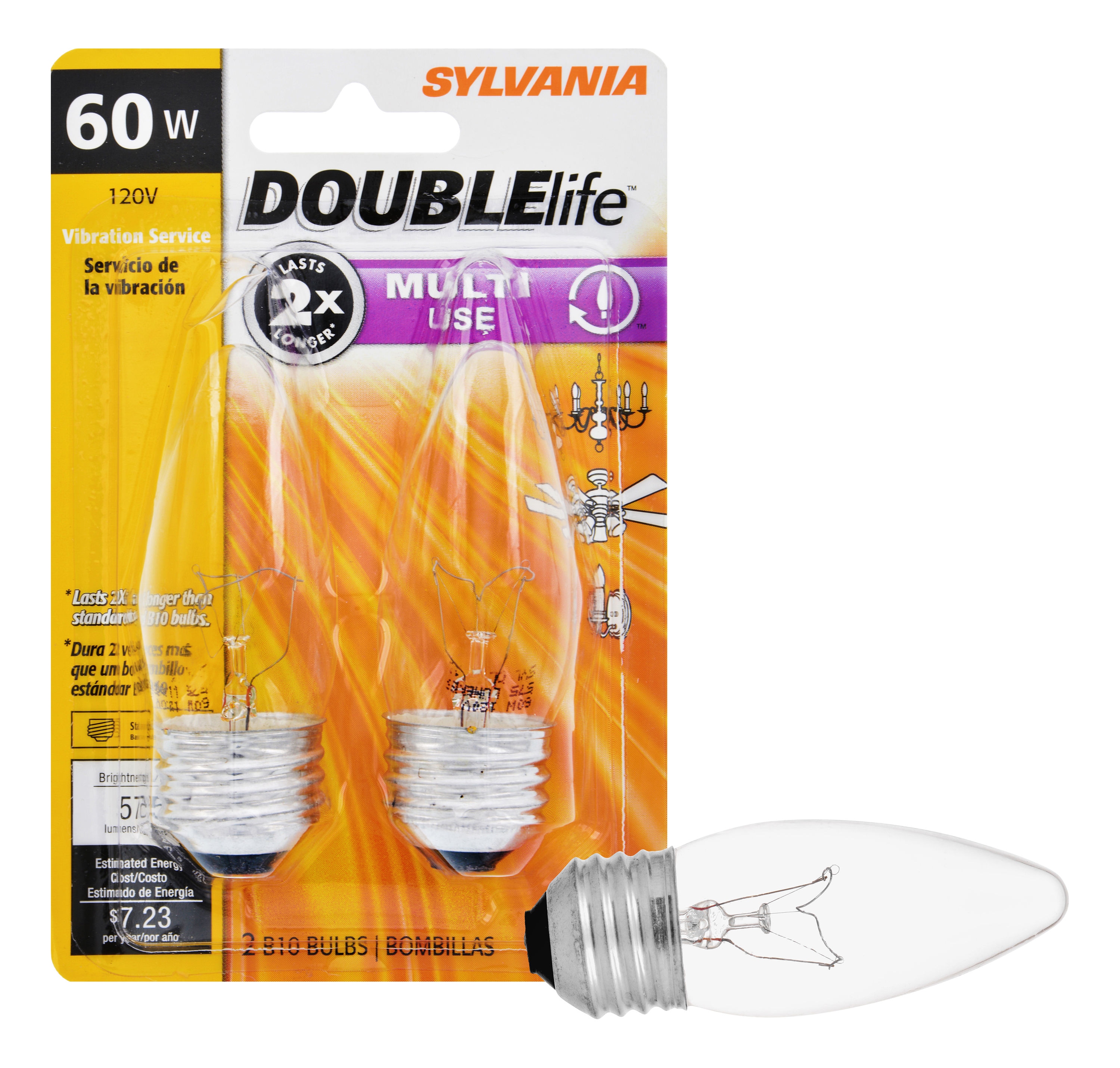 SYLVANIA B10 Soft White Medium Base (E-26) Dimmable Light Bulb (2-Pack ...