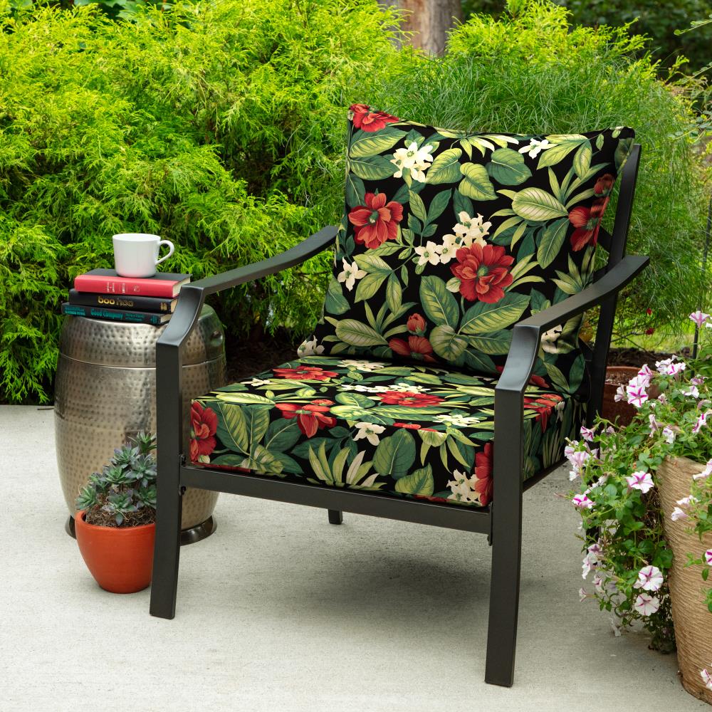 Garden Treasures 2 Piece Sanibel Black Tropical Deep Seat Patio Chair Cushion At