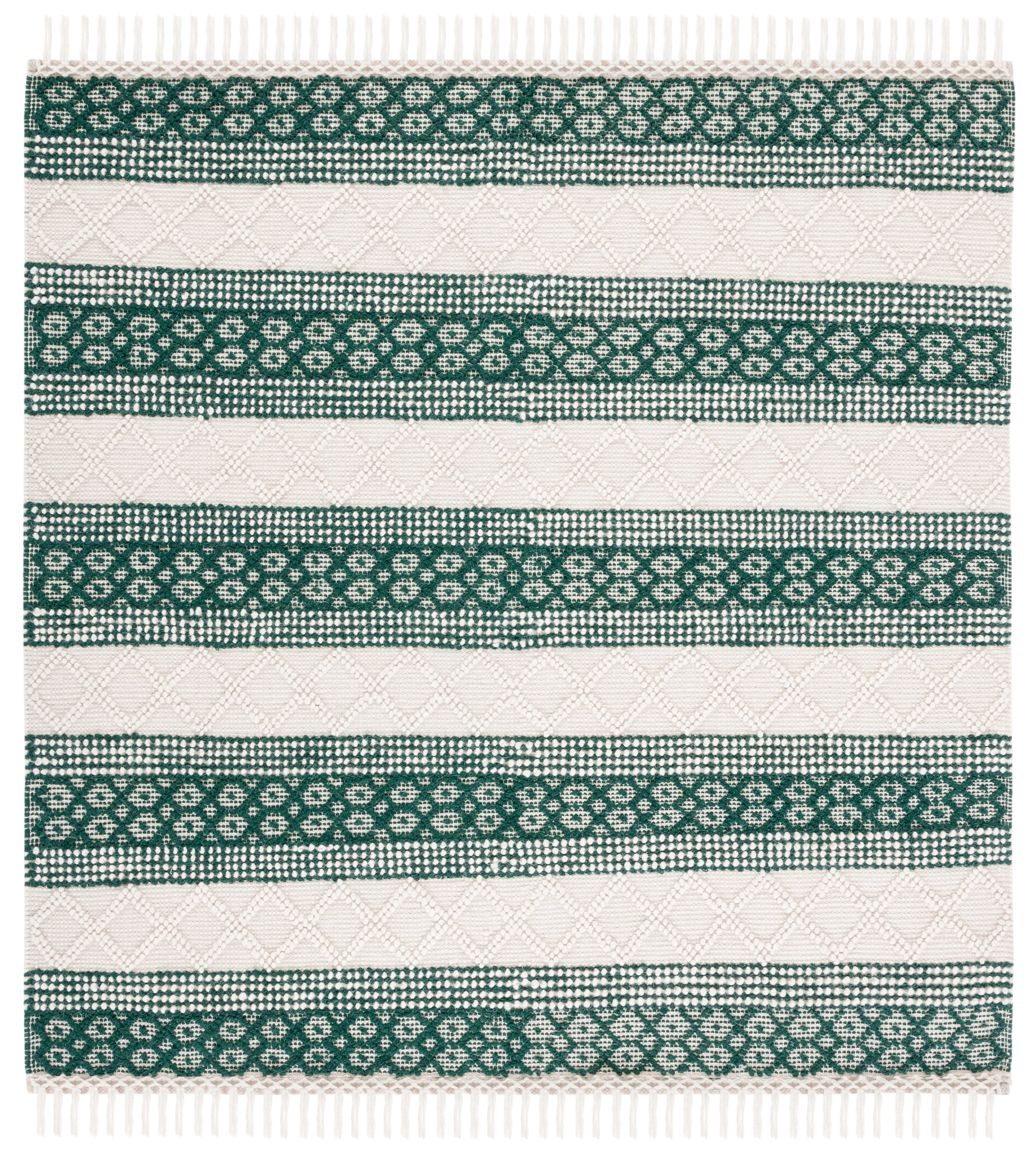 Safavieh NAT859Y-6SQ Natura Potita 6 x 6 (ft) Wool Ivory/Green Square Indoor Abstract Bohemian/Eclectic Area rug