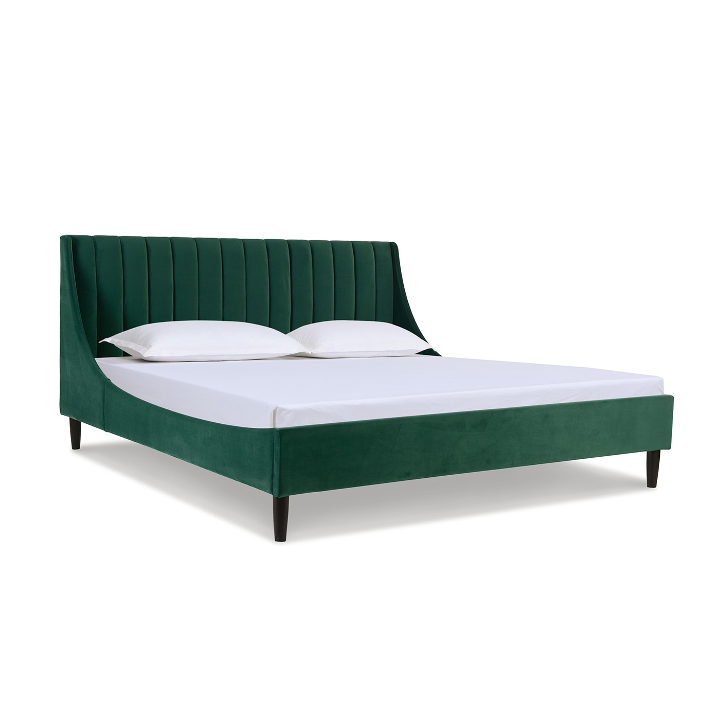 Jennifer Taylor Home S52180-4-893-1 Aspen Vertical Tufted Evergreen King Upholstered Platform Bed