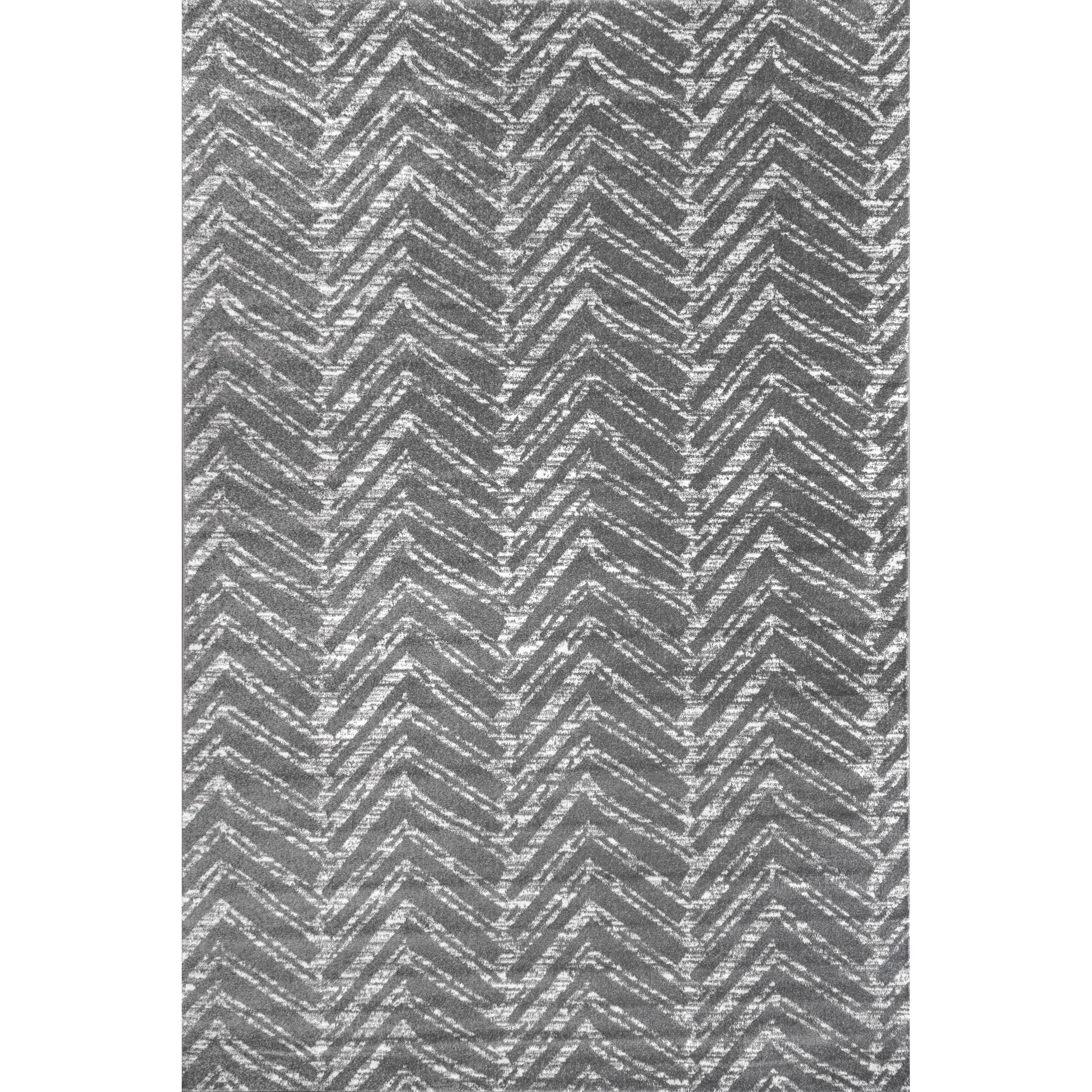 Reversible Rectangular Gray Synthetic 5' x 7' Easy-Care Rug