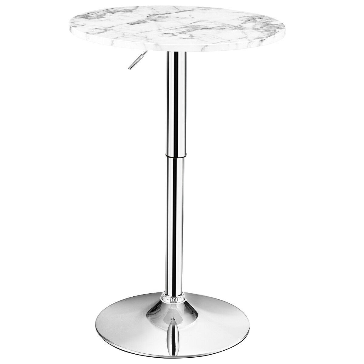 Slickblue D-CO-HW21456WH Round Swivel Pub Table with Height Adjustable MDF Top and Iron Base 24 Inch L x 24 Inch W x 28-36 Inch H for Kitchen Dining Living Room- White/ Black