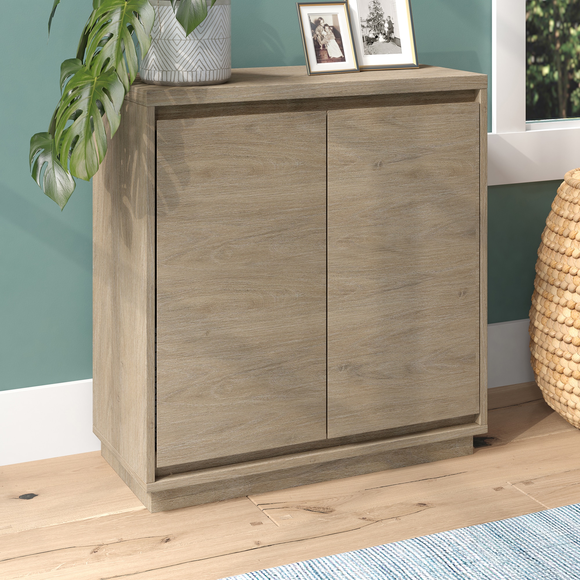 Hailey Home Presque Antiqued Gray Oak 2-Shelf Office Cabinet in the ...