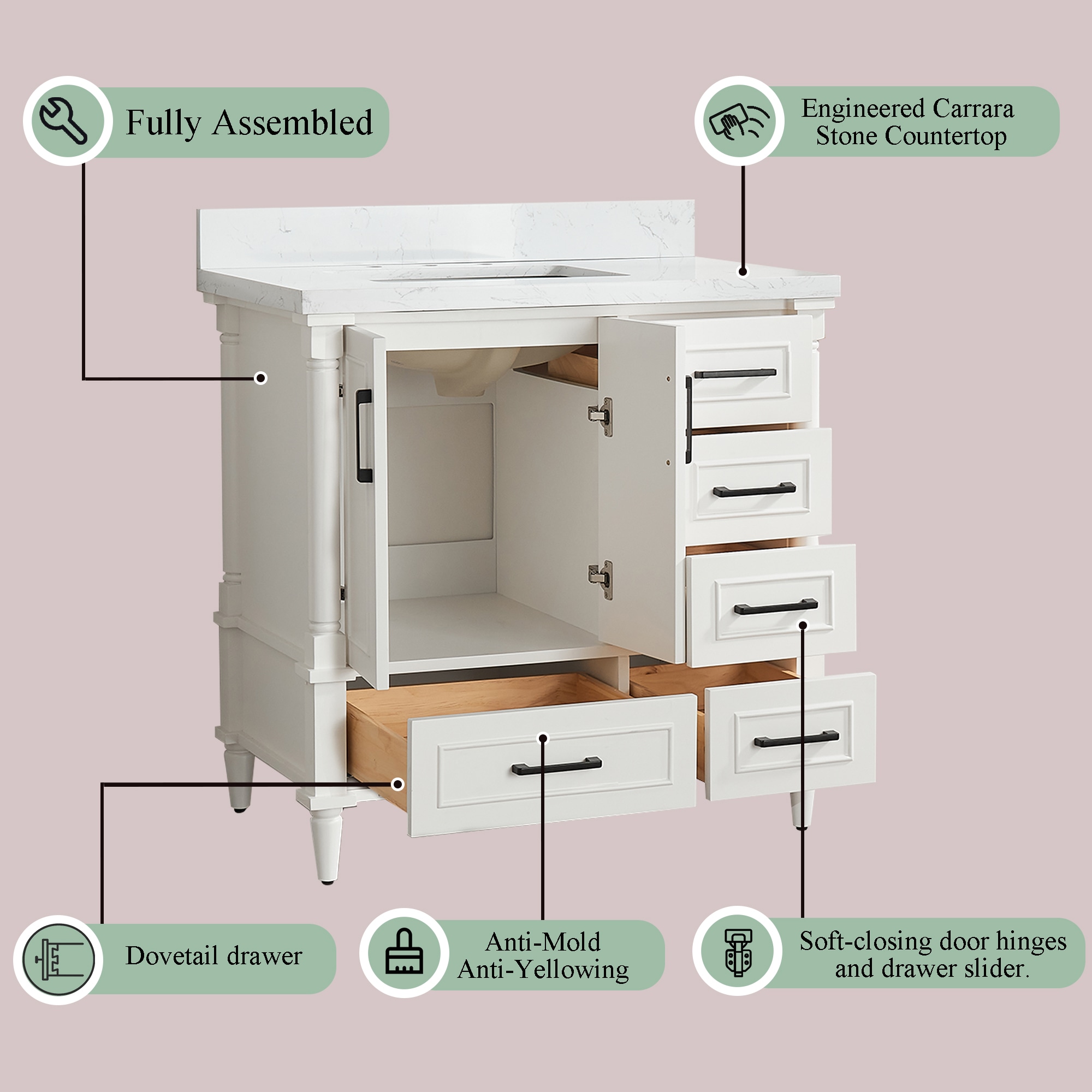 CASAINC CA-GLS00062 Bath-Vanity-Combo - View #8