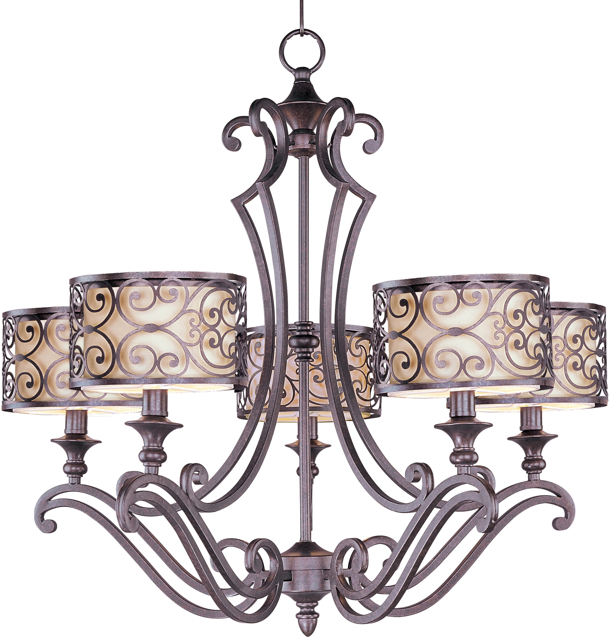 Maxim Lighting 21155WHUB Mondrian 5 -Light Oil-rubbed Bronze Traditional For Use in Bedrooms, Dining Rooms, Foyers, Kitchens, Living Rooms Chandelier