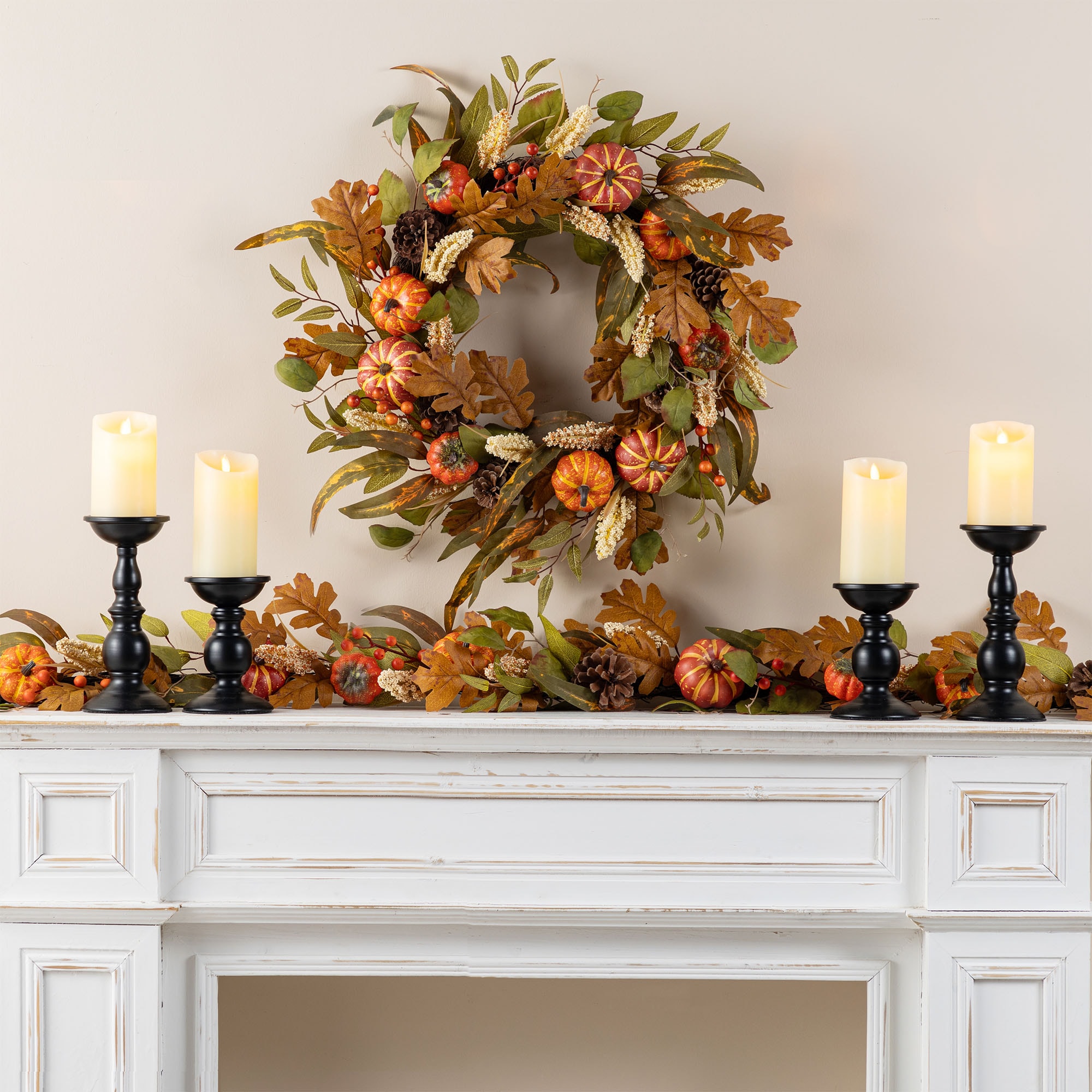 Glitzhome 2019500035 Artificial-Thanksgiving-Wreaths - View #5