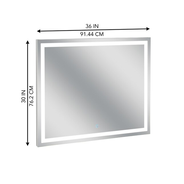 allen + roth Hutchinson 36-in x 30-in Dimmable Lighted Aluminum Framed ...