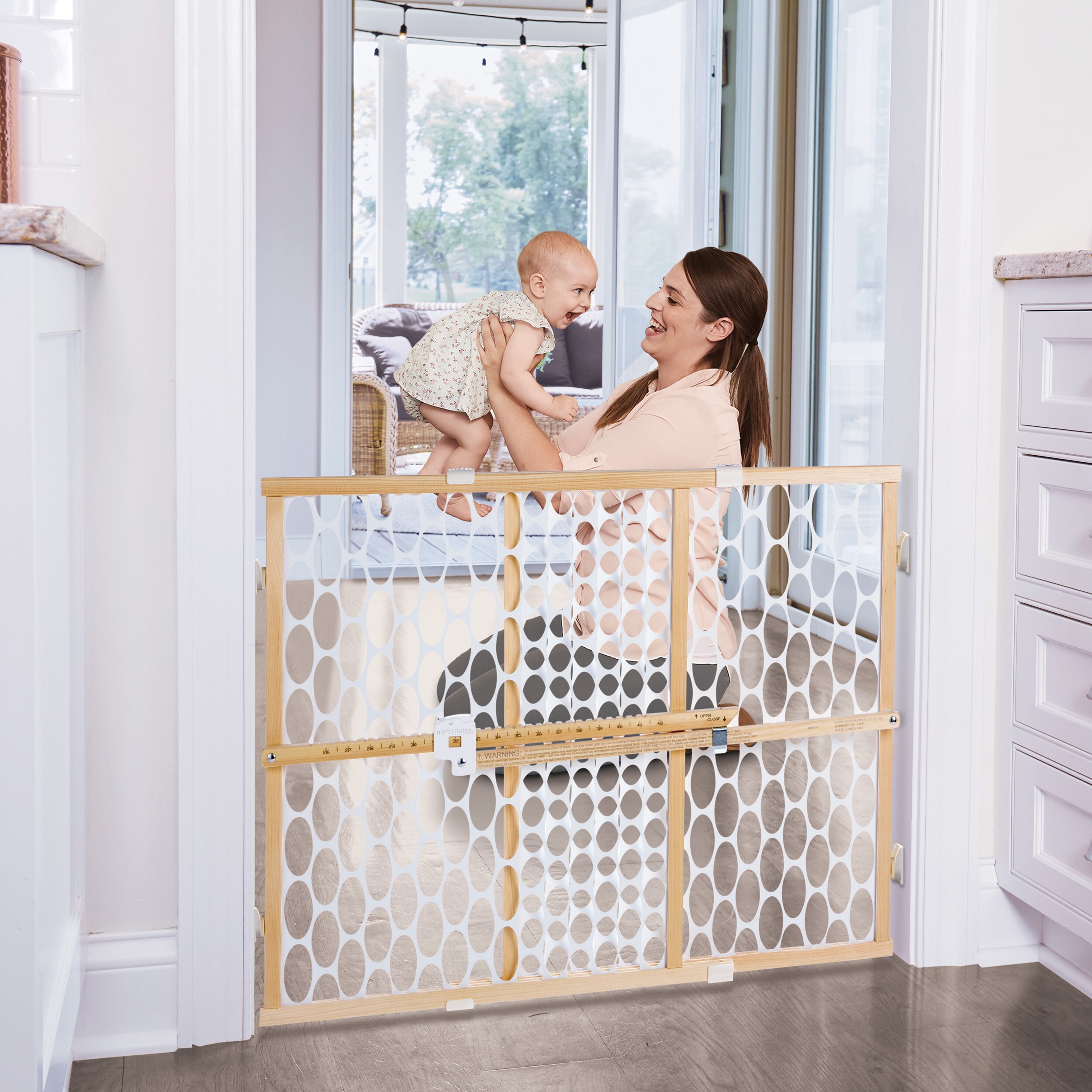 Toddleroo by North States 42-in x 23-in Pressure Mounted White Wood Safety Gate