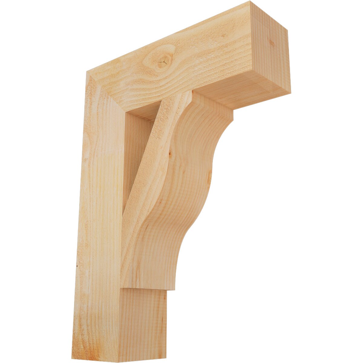 Ekena Millwork BKT06X20X28FST05RDF Funston Block Rough Sawn 6-in x 20-in x 28-in Douglas fir Brown Wood Standard bracket