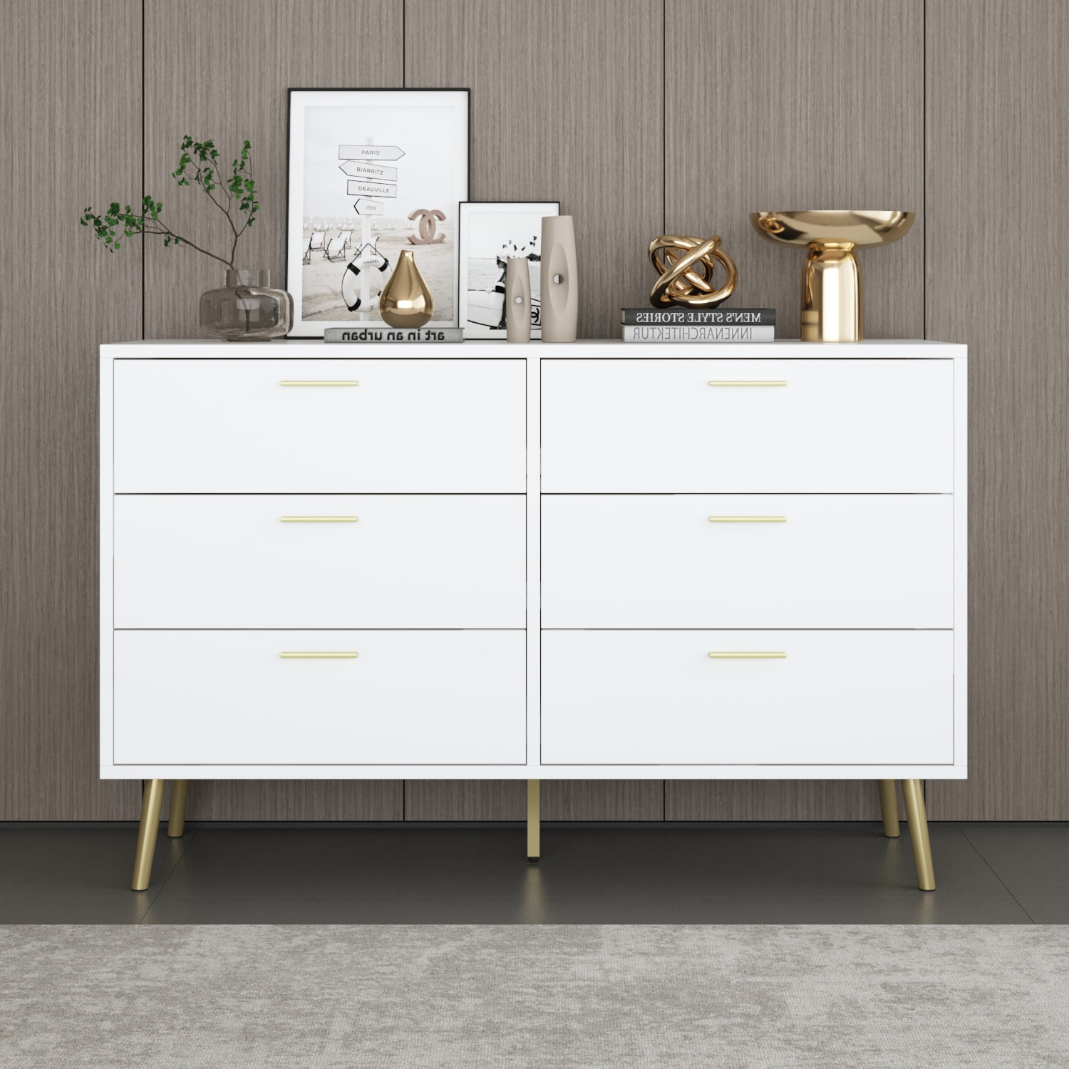 FUFU&GAGA KF200054-04 White 6 -Drawer Standard dresser