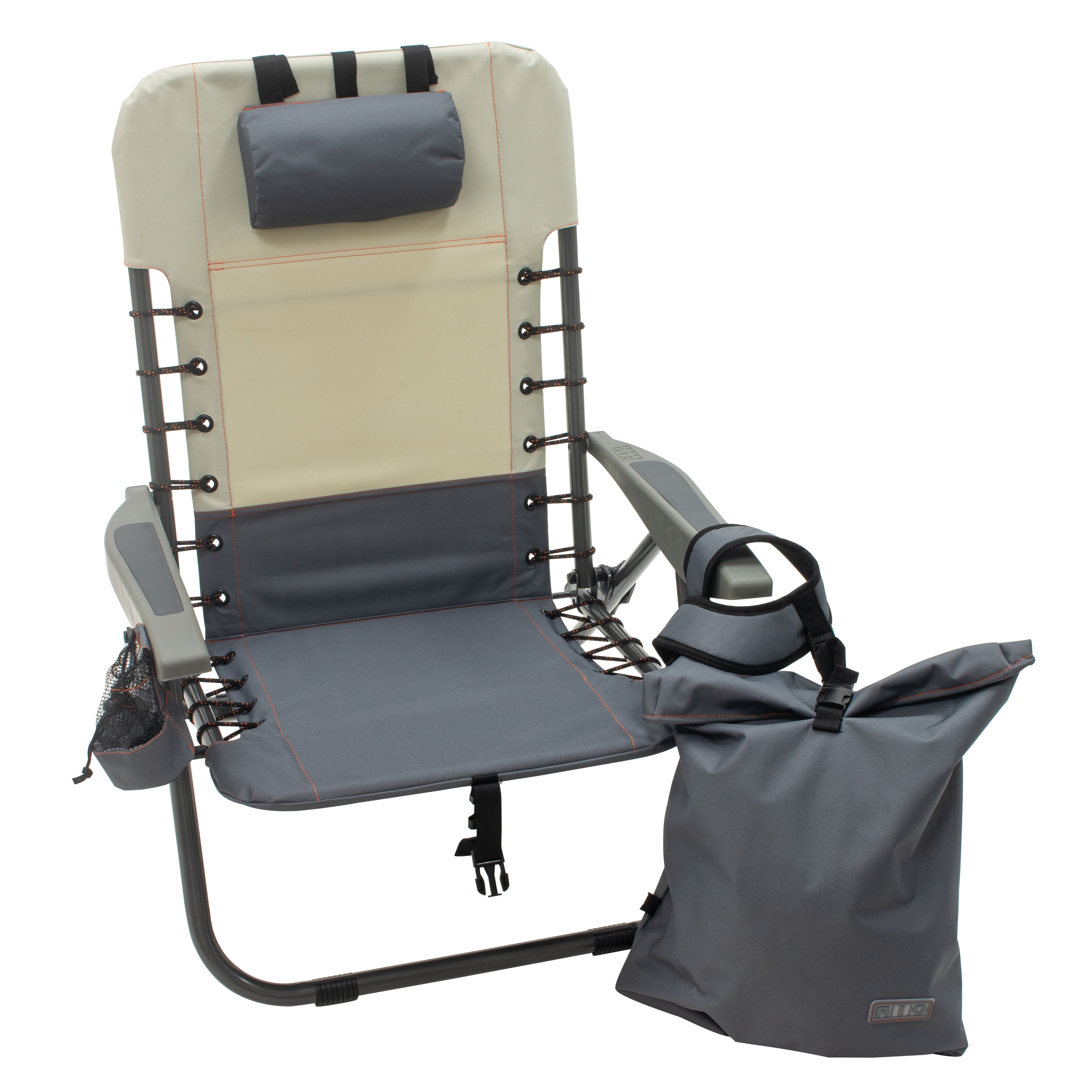 Camp & Go GR529R-434-1 Polyester Slate/Putty Folding Camping chair Adjustable and Carrying Strap/Handle Included