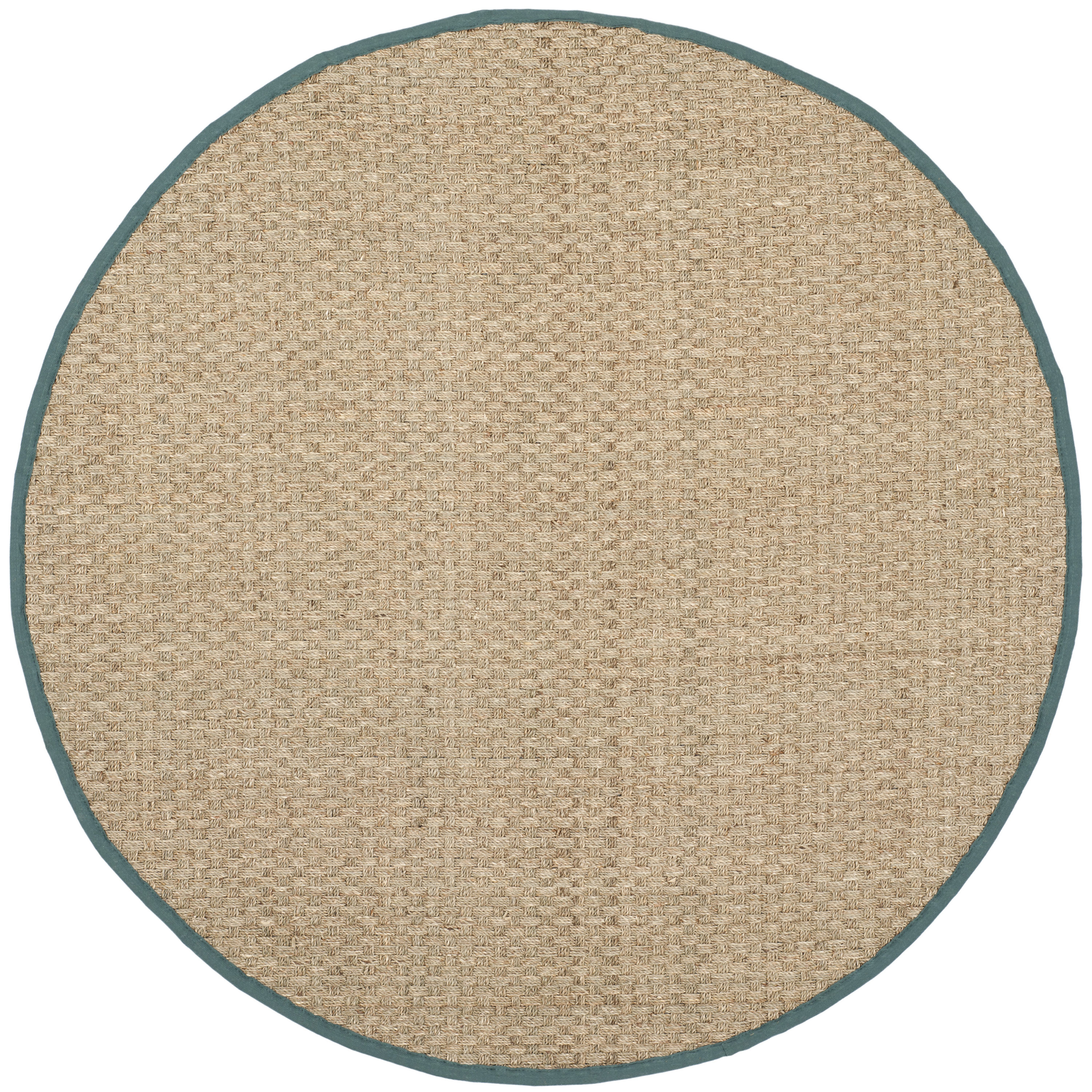Safavieh NF114M-8R Natural Fiber Hampton 8 x 8 (ft) Loomed Seagrass Natural/Light Blue Round Indoor Solid Coastal Area rug