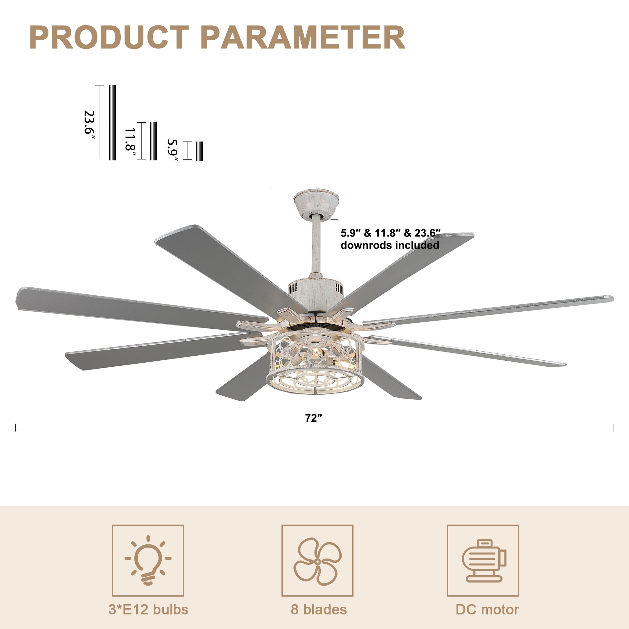 Bella Depot DCFSD7201-W Ceiling-Fans - View #9