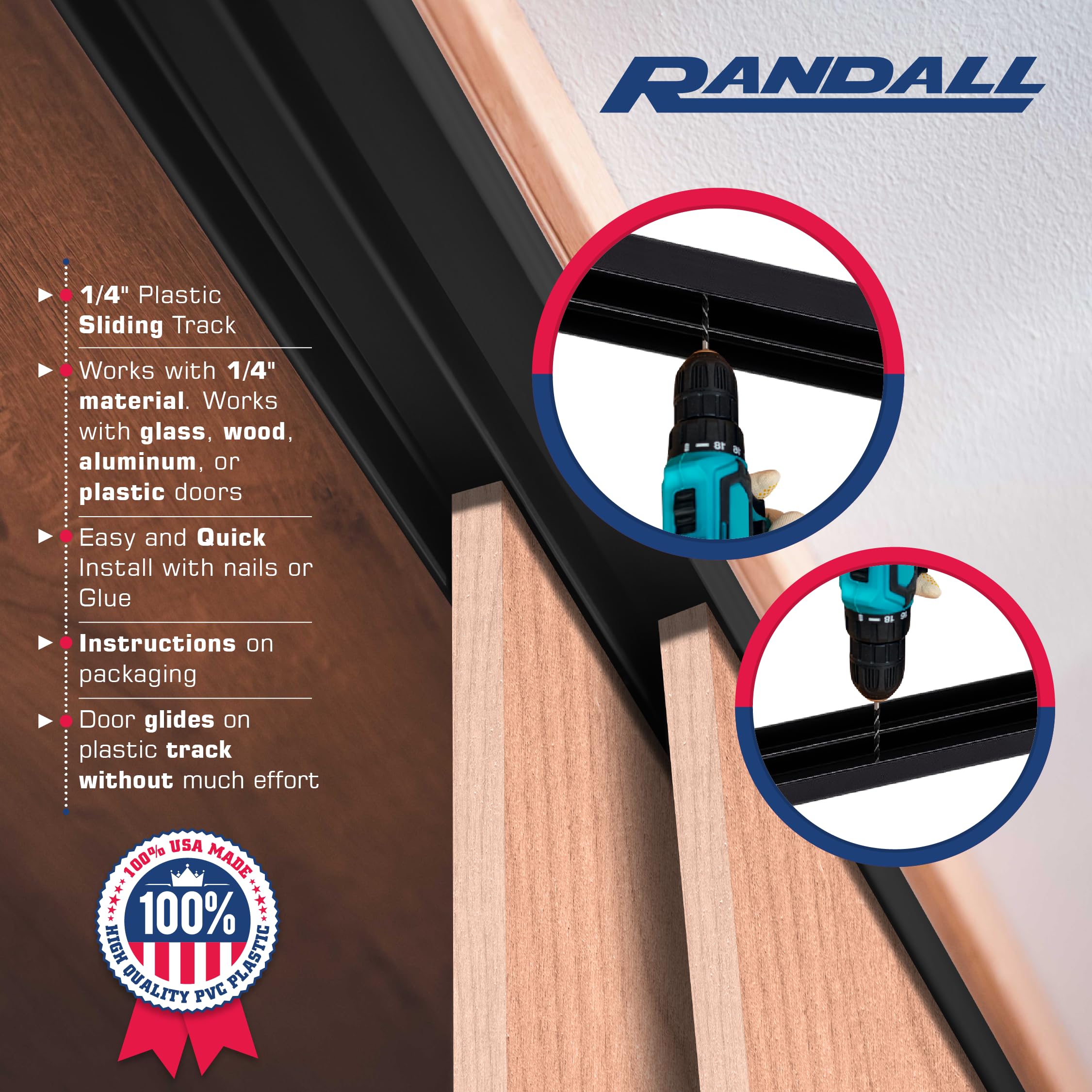 Randall Manufacturing Co., Inc 3 FT P-8026-BLK Sliding-Closet-Door-Track-Track-Kits - View #5