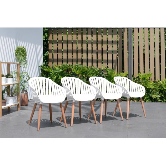 Amazonia 4 White Wood Frame Stationary Dining Chair(s) with White Solid  Seat in the Patio Chairs department at Lowes.com