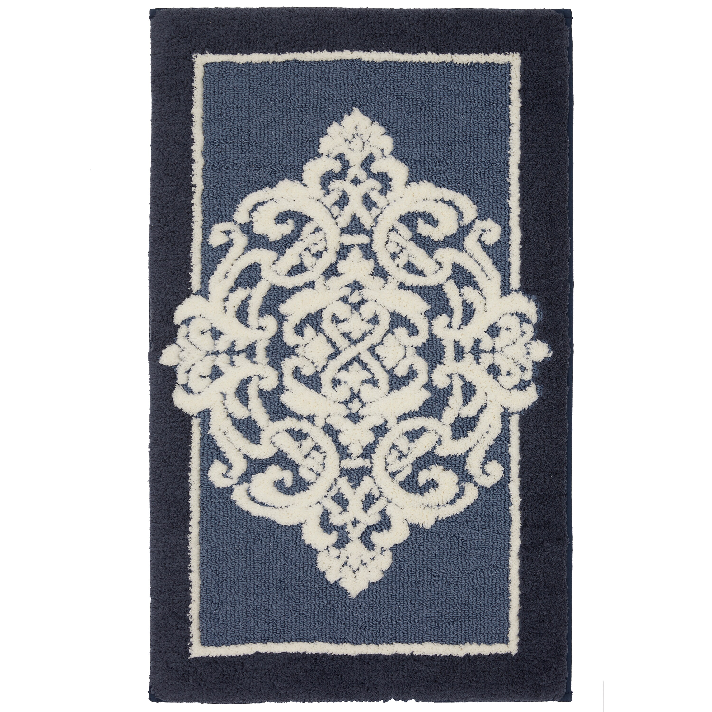 Mohawk Home N6382 9589 017024 Horizon 24-in x 17-in Navy Polyester Bath Rug