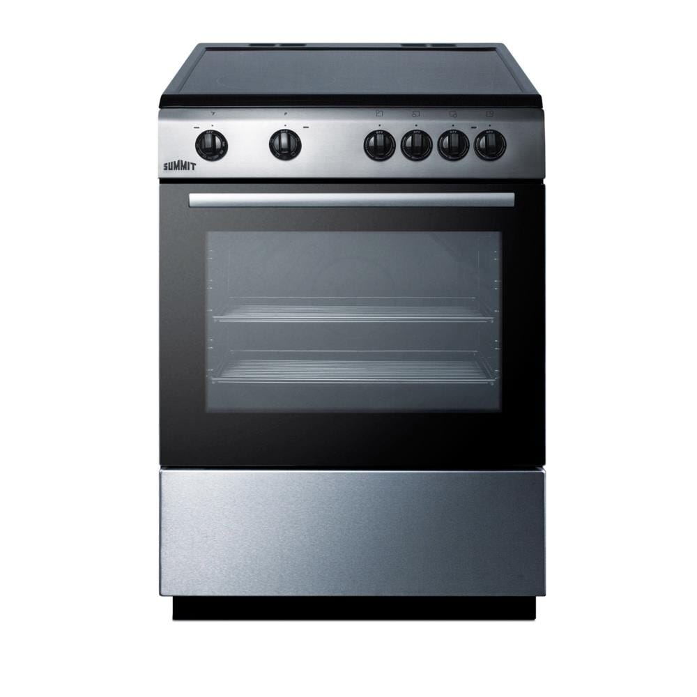 Summit Appliance CLRE24 Summit Classic Collection 24-in Glass Top 4 Elements 2.4-cu ft Slide-in Electric Range (Black and Stainless Steel)