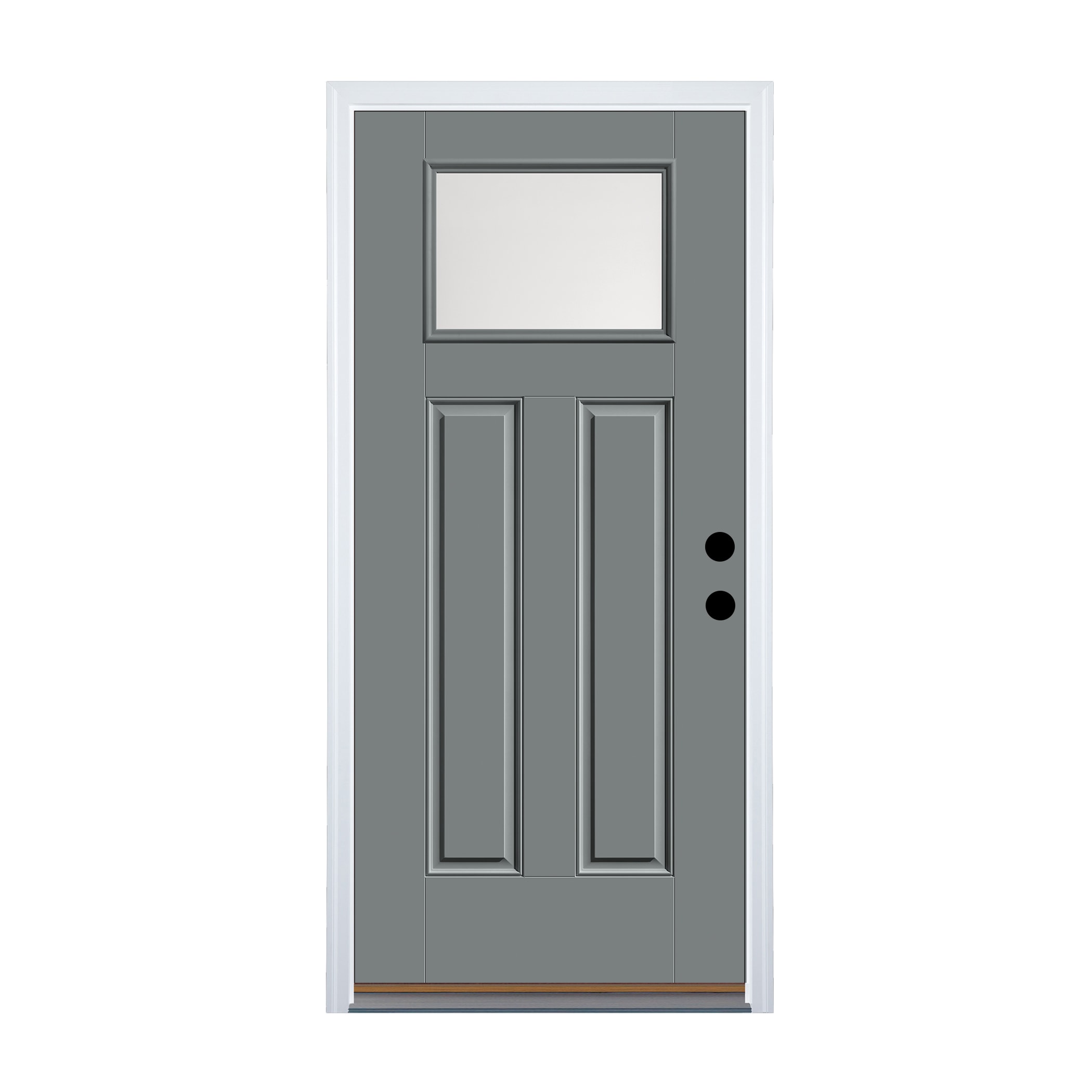 Fiberglass 1/4 Lite Right-Hand Outswing Granite Painted Single Front Door with Brickmould Insulating Core in Gray | - Therma Tru S601XEH-I-RON4-GN