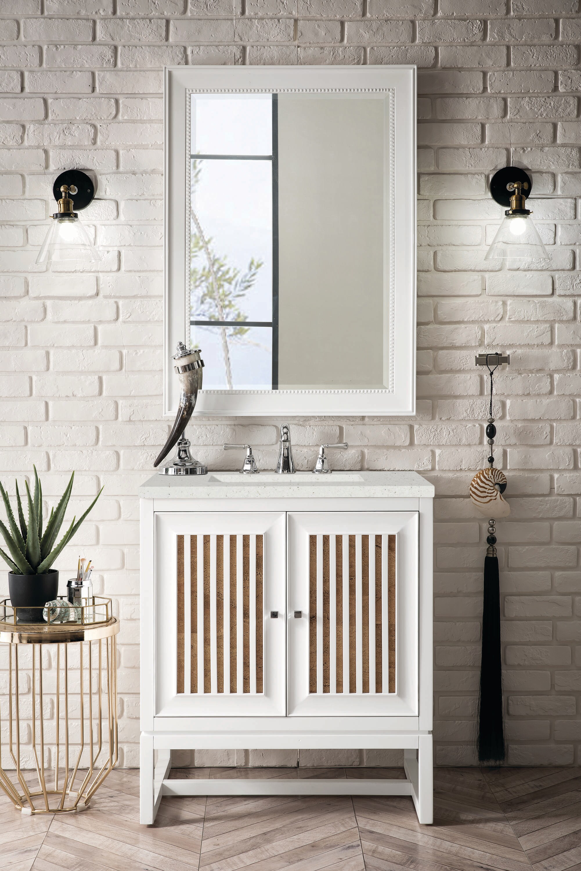 Athens 30" Glossy White Single Bathroom Vanity with Quartz Top