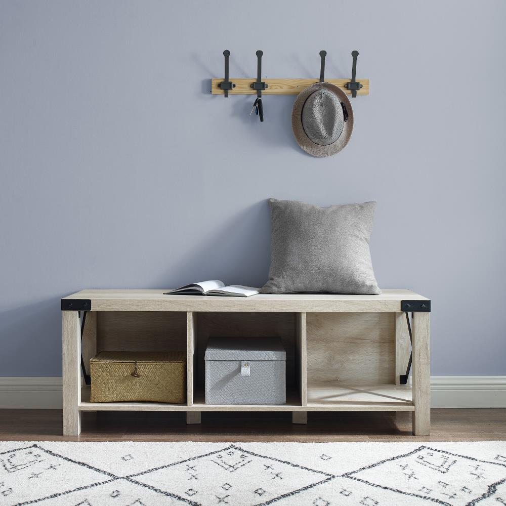 Farmhouse White Oak Storage Bench at Lowes.com