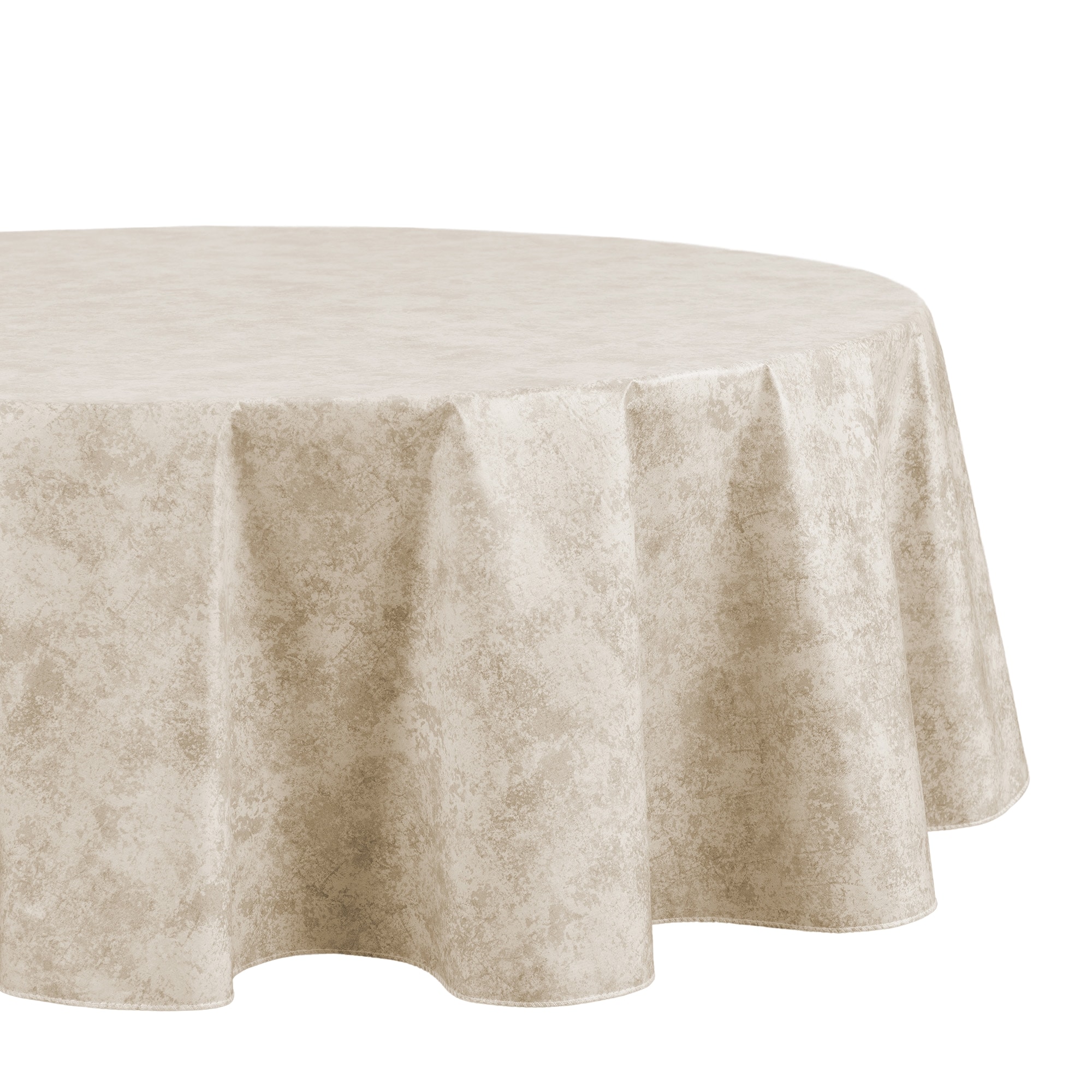 Elrene Home Fashions 194590058111 Mesa Marble Printed Vinyl 70" Round Indoor/Outdoor Ivory Table Cover for 60-in round