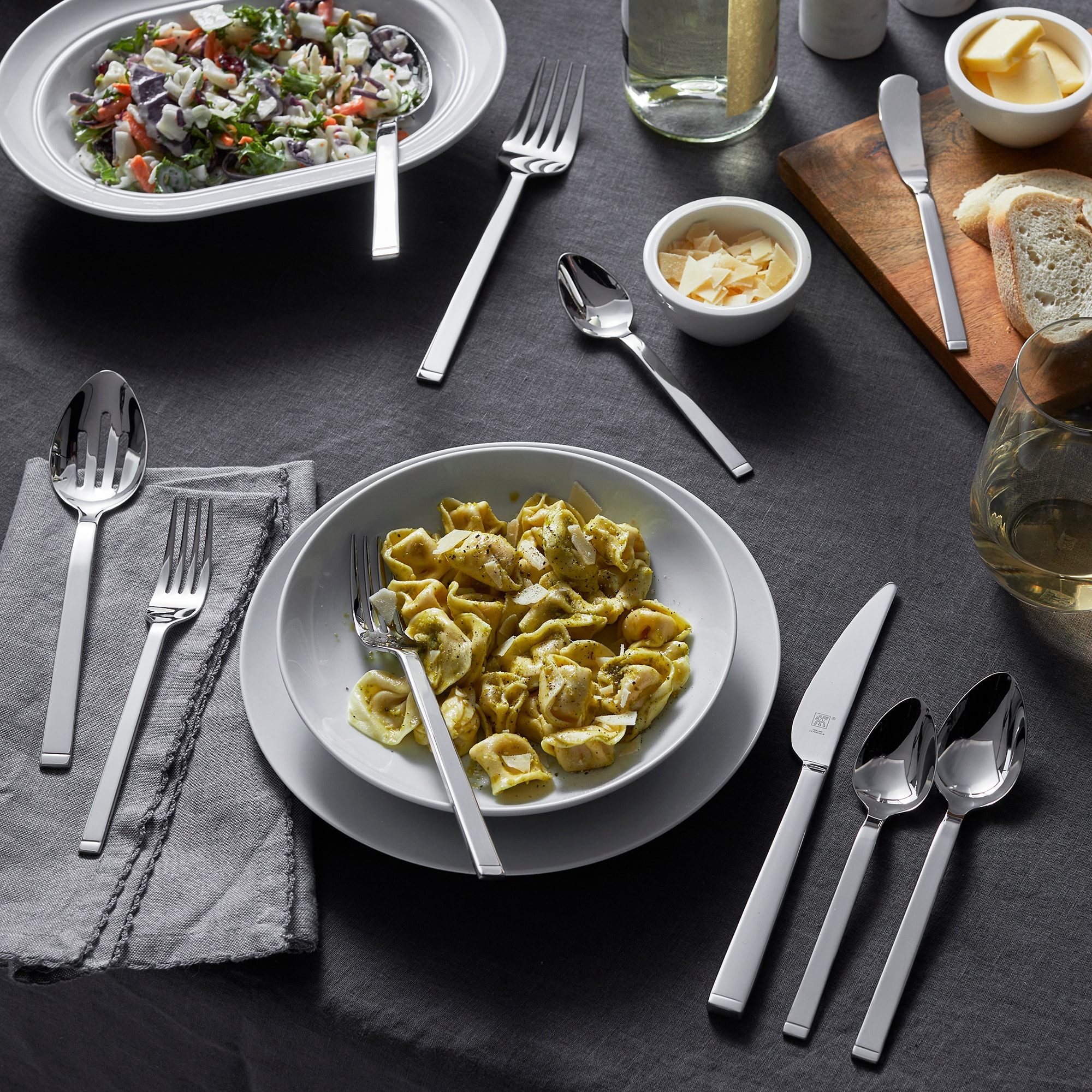 Squared 45-Piece Polished Stainless Steel Flatware Set