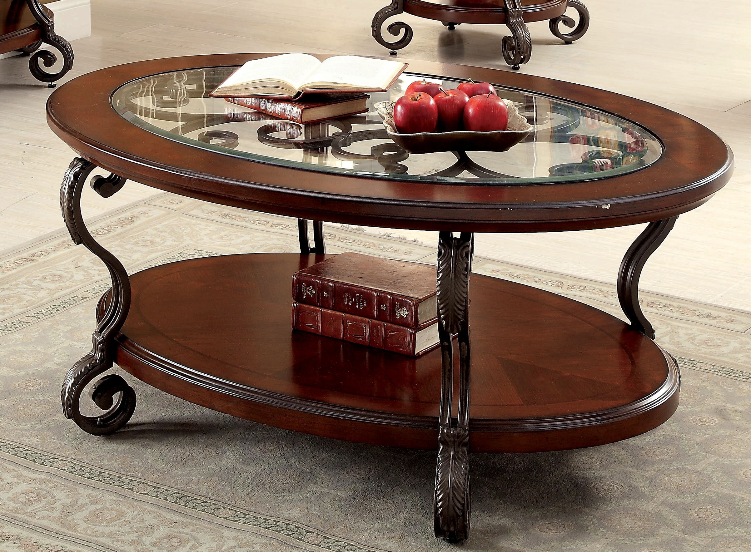 Furniture of America Brighton Point Brown Cherry and Clear Wood Rustic ...