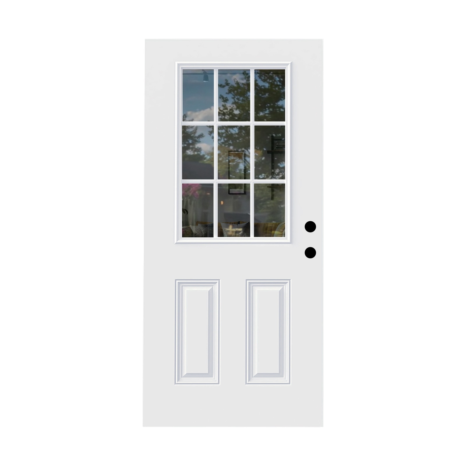 Vynxaria White Smooth 9-Lite Low-E Glass Fiberglass Entry Door Slab (32-in x 80-in) - LH Inswing