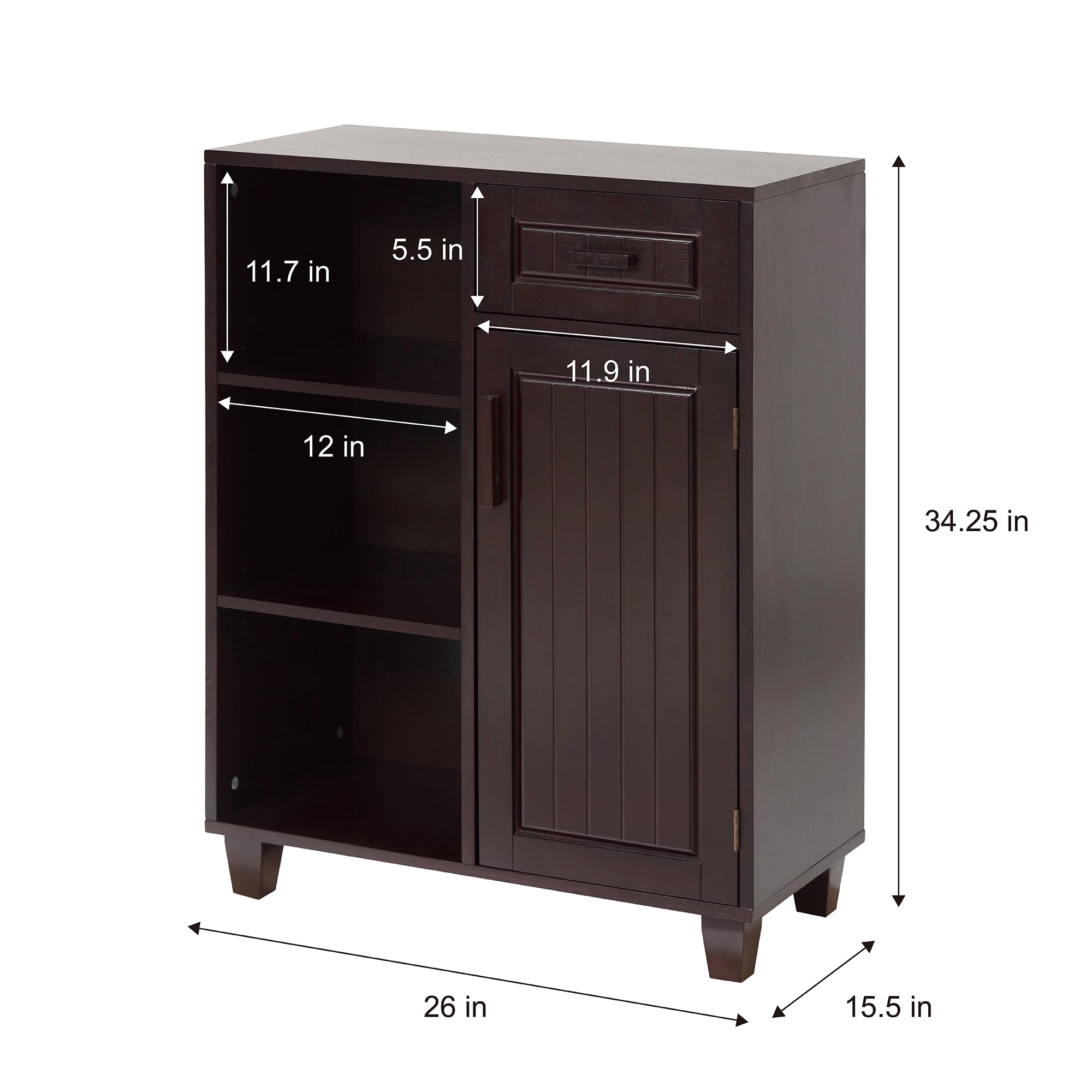 Teamson Home Catalina 26-in x 34.25-in x 15.5-in Espresso Freestanding ...