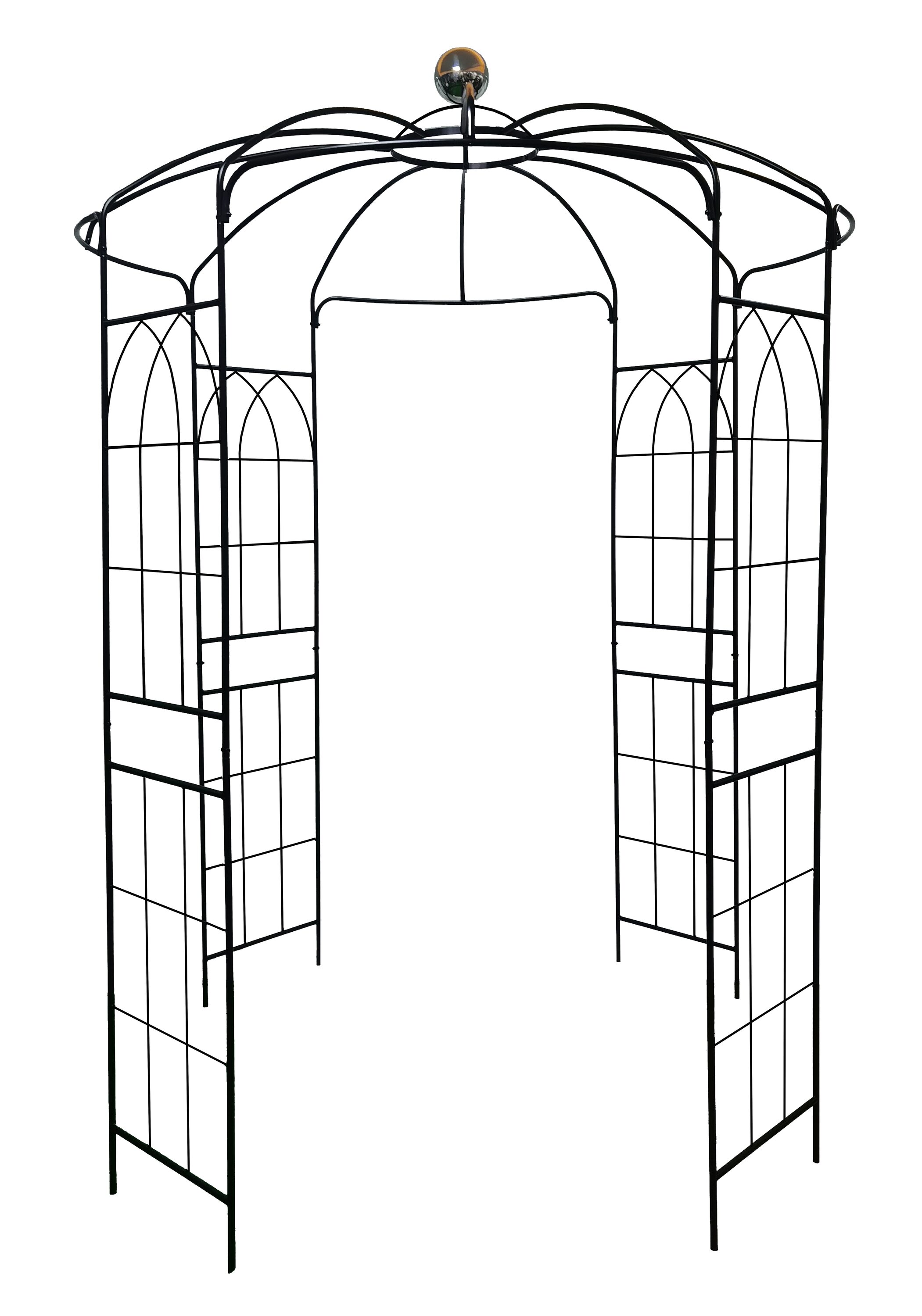 Flynama J-V-8681123 6.8-ft W x 9.5-ft H Arched Black Wrought iron Garden Arbor