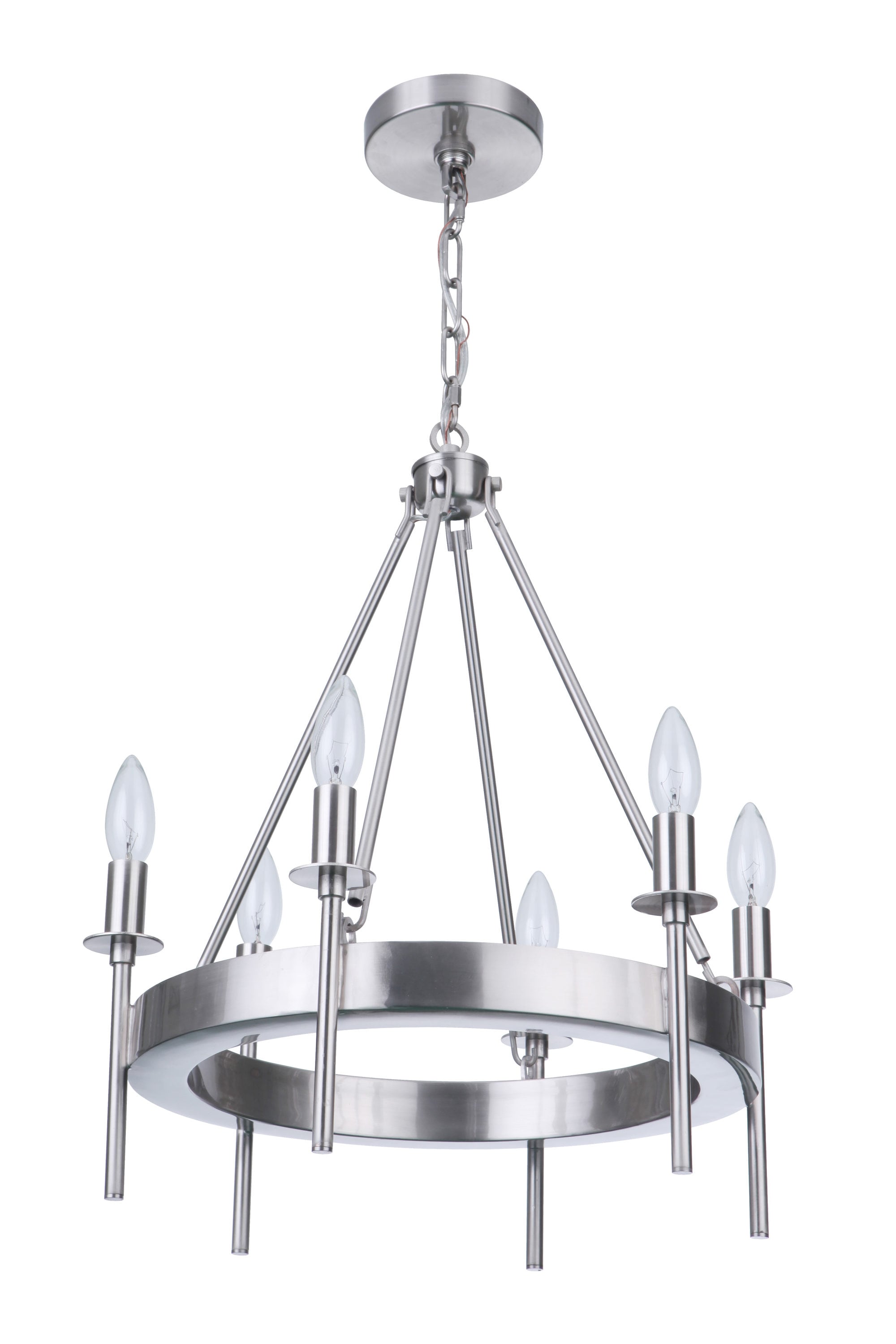 Brushed Nickel 6-Light Mini Crystal Candle Chandelier
