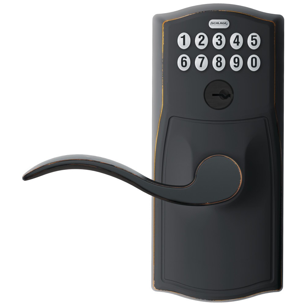 Schlage Keypad Camelot Aged Bronze Single Cylinder Electronic Handle  Lighted Keypad in the Electronic Door Locks department at