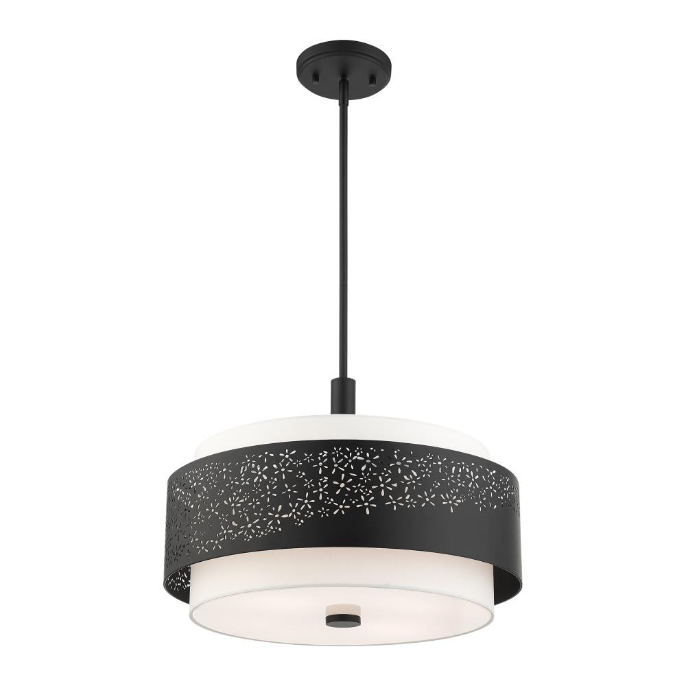Black Mini Drum 4-Light Steel Pendant