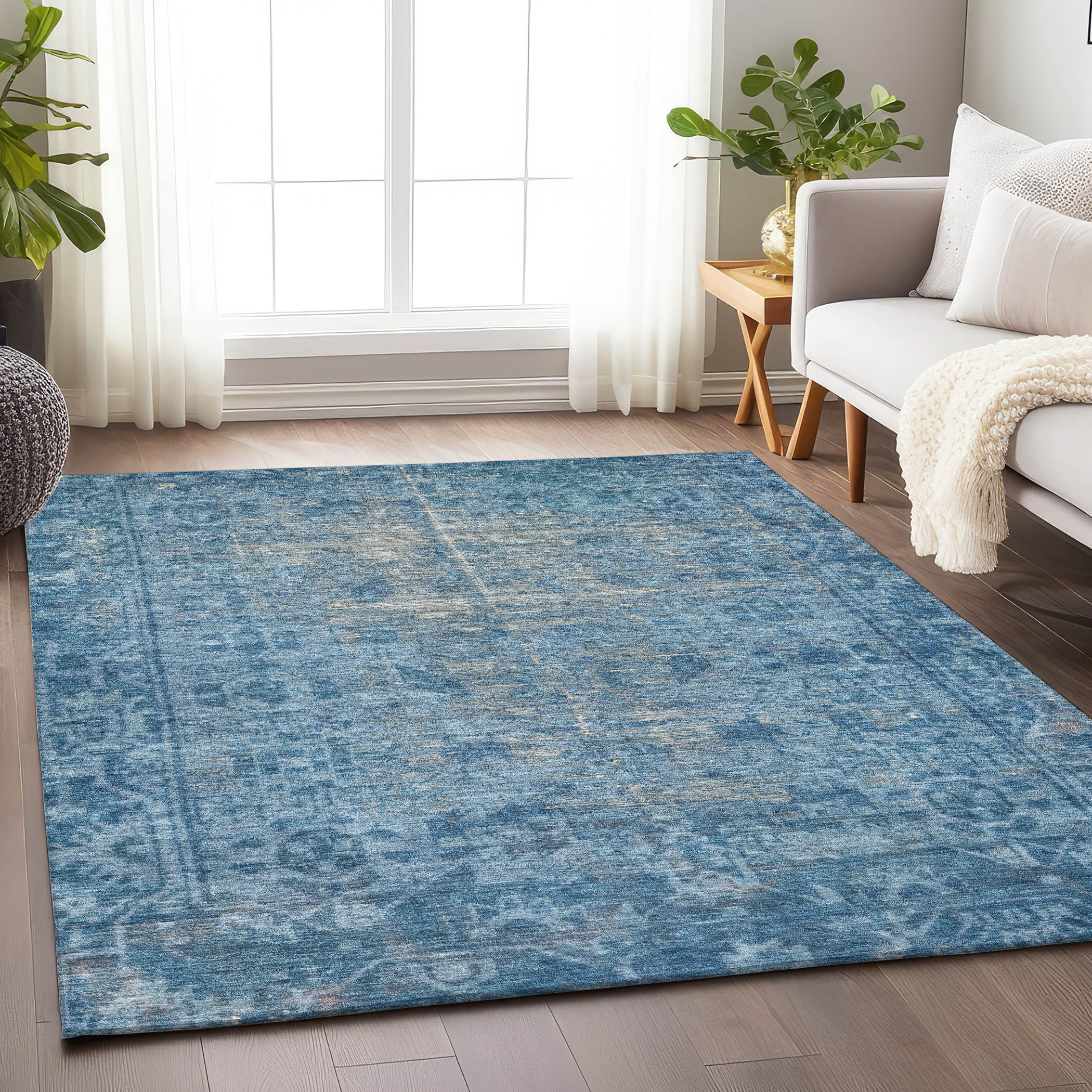 Addison Rugs ACN1228BU8X10 Chantille ACN1228BU 8 x 10 (ft) Polyester Blue Rectangular Indoor/Outdoor Geometric Machine washable Area rug