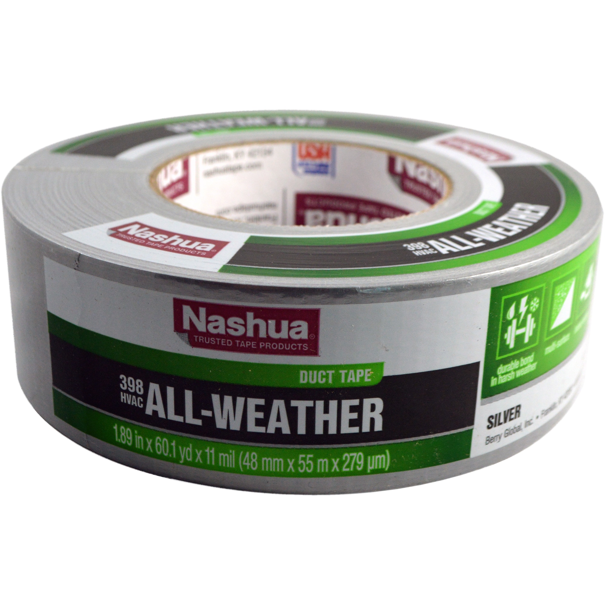 48mm x 55M Nashua 398 Professional Duct Tape SILVER 12 Roll Convenience Case 