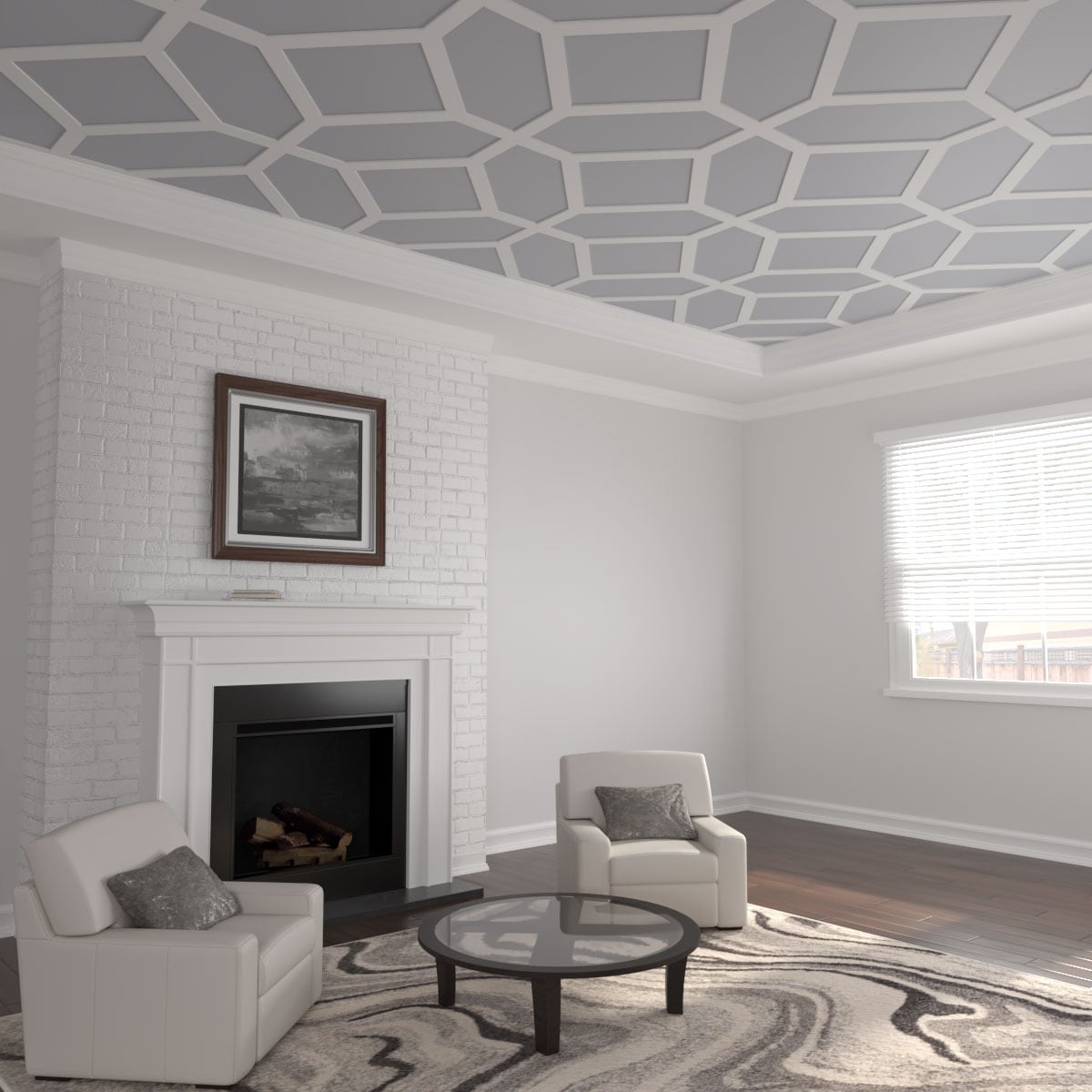 Ekena Millwork CELP83X8301AND 83-in x 83-in Embossed Paintable White PVC Fretwork Wall Panel ( 47.84-sq ft )