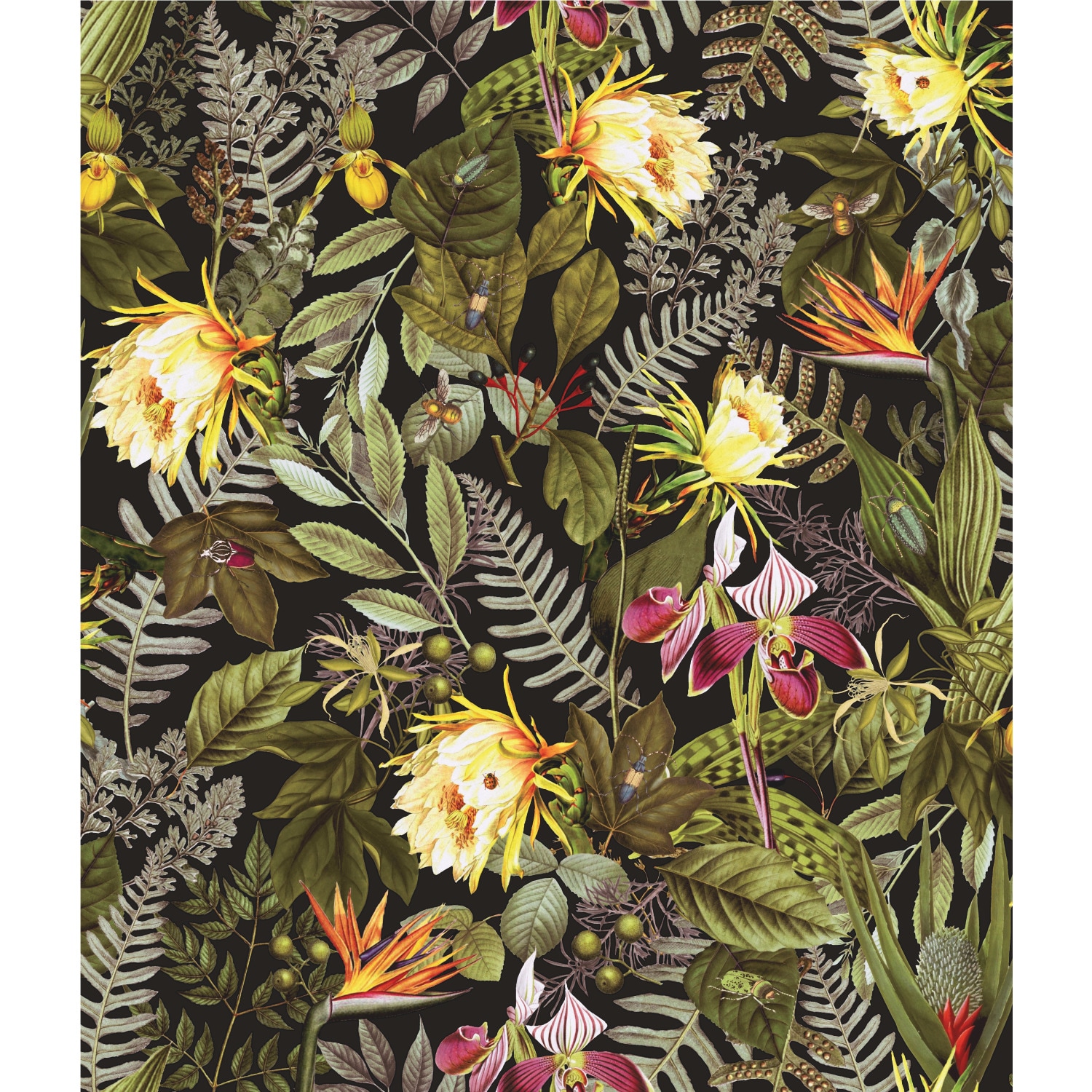 RoomMates RMK11450WP 28.18-Sq. Feet Black Vinyl Floral Self-adhesive Peel and Stick Wallpaper