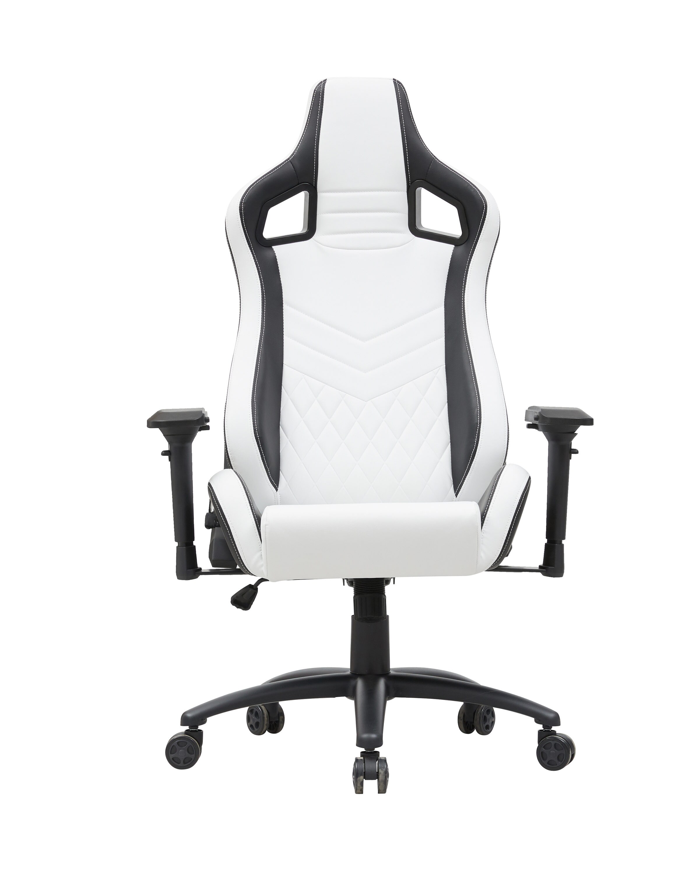 Fitch Modern White and Black Faux Leather Swivel Wingback Chair | - Furniture of America IDF-6051-BK