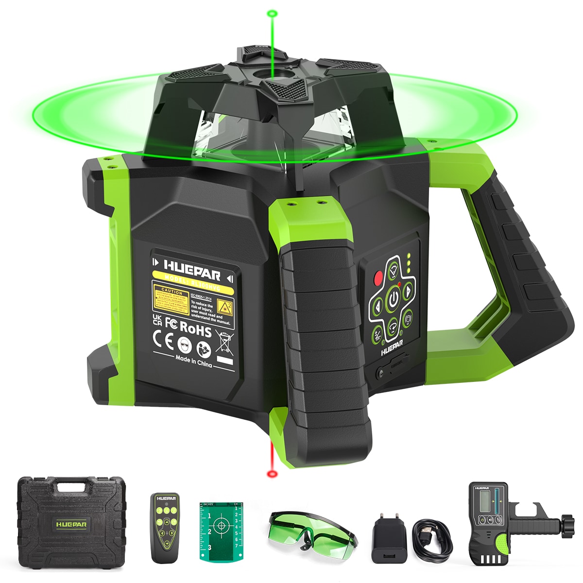 Huepar 2624-ft Green Self-Leveling Rotary Laser Level RL300HVG Sansujyuku sansujyuku.com