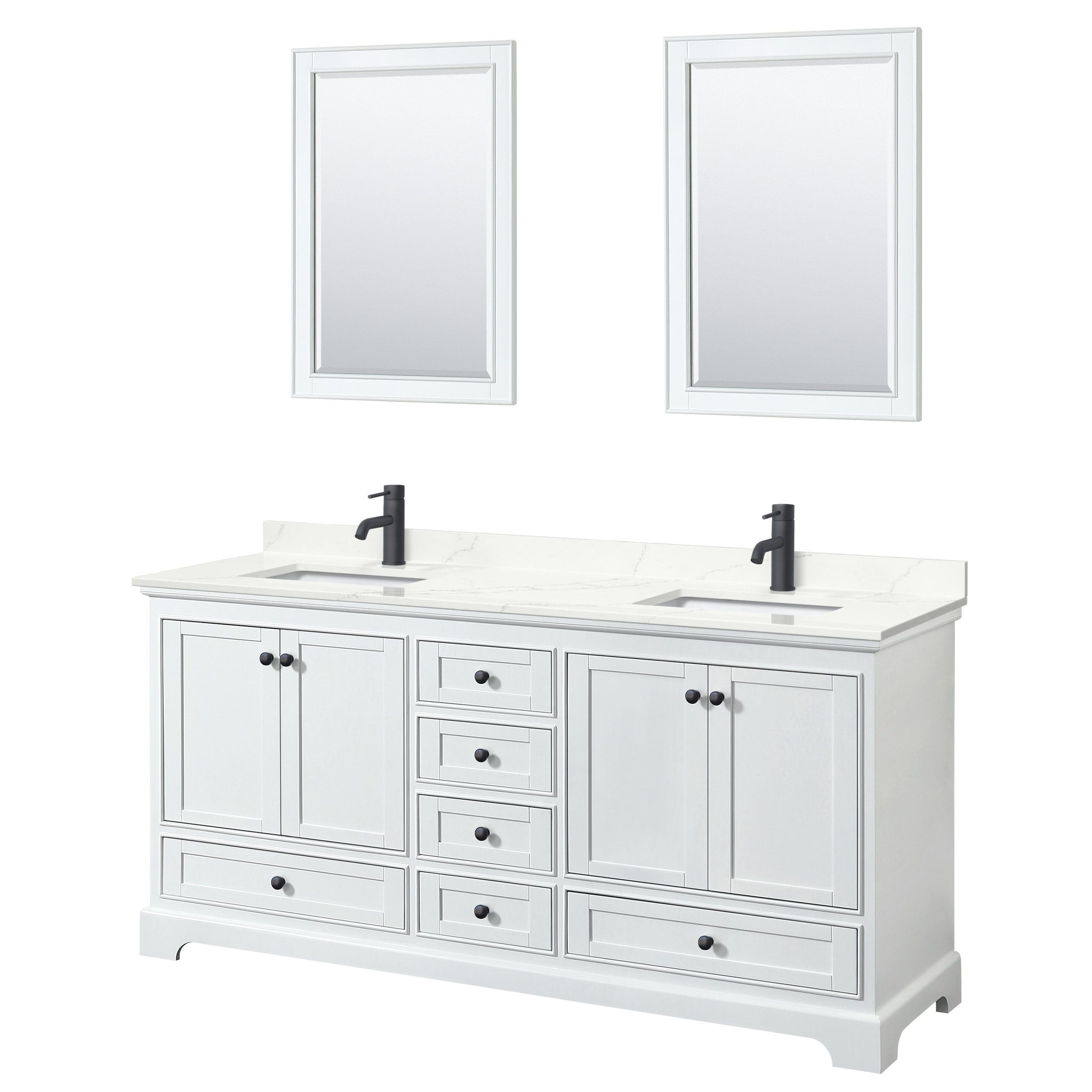 Wyndham Collection WCS202072DWBGTUNSM24 Deborah 72-in White Undermount Double Sink Bathroom Vanity with Giotto Quartz Top (Mirror Included)