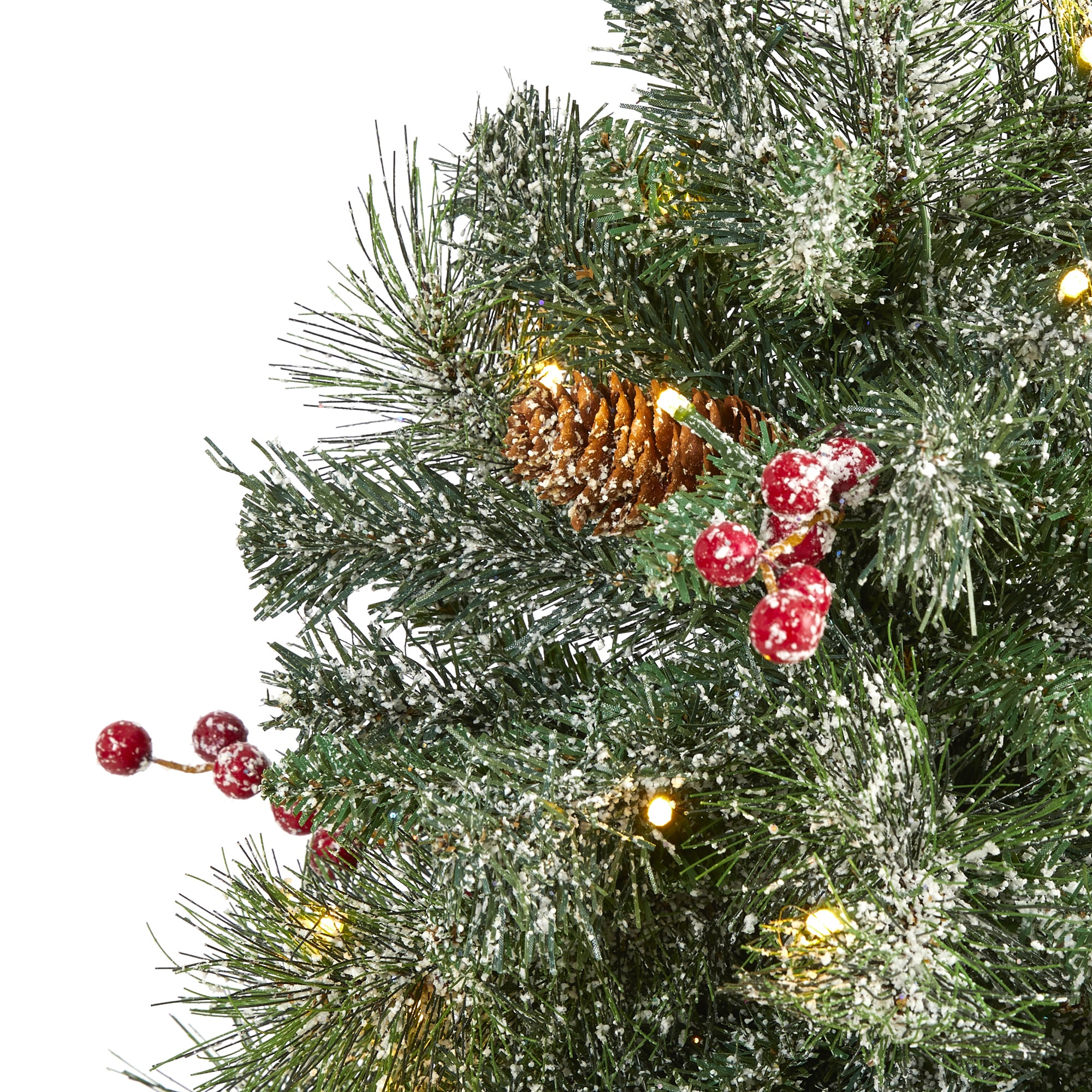 4-Foot Frosted Pine Artificial Christmas Tree with LED Lights in Decorative Urn
