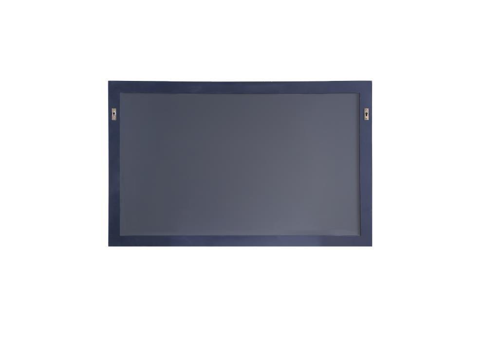 Dark Blue Oak Rectangular Frameless Bathroom Vanity Mirror