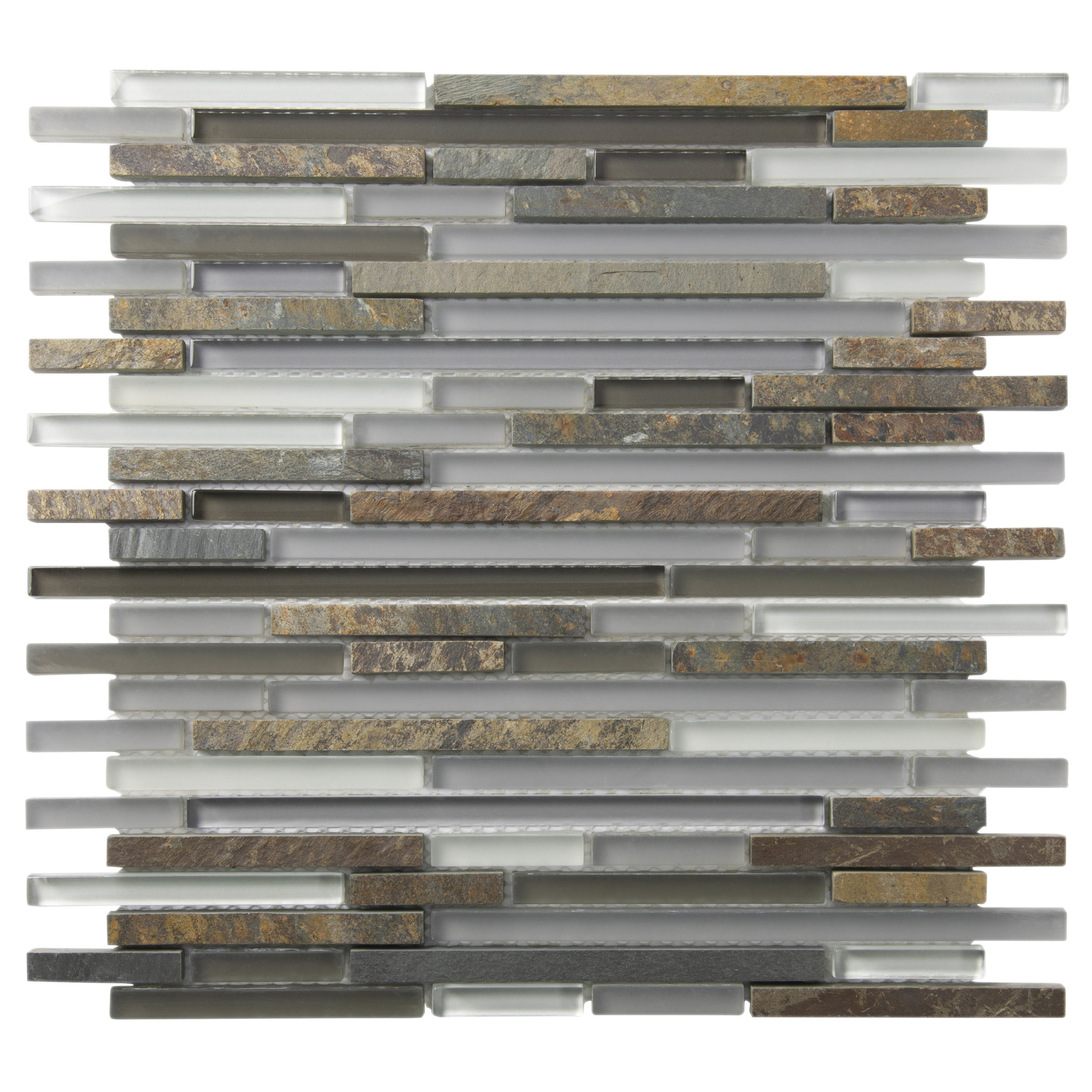 Apollo Tile APLCAS88031A Waterfall White and Gray 12-in x 12-in Multi-finish Natural stone Patterned Mosaic Wall Tile ( 4.83-sq ft Carton )